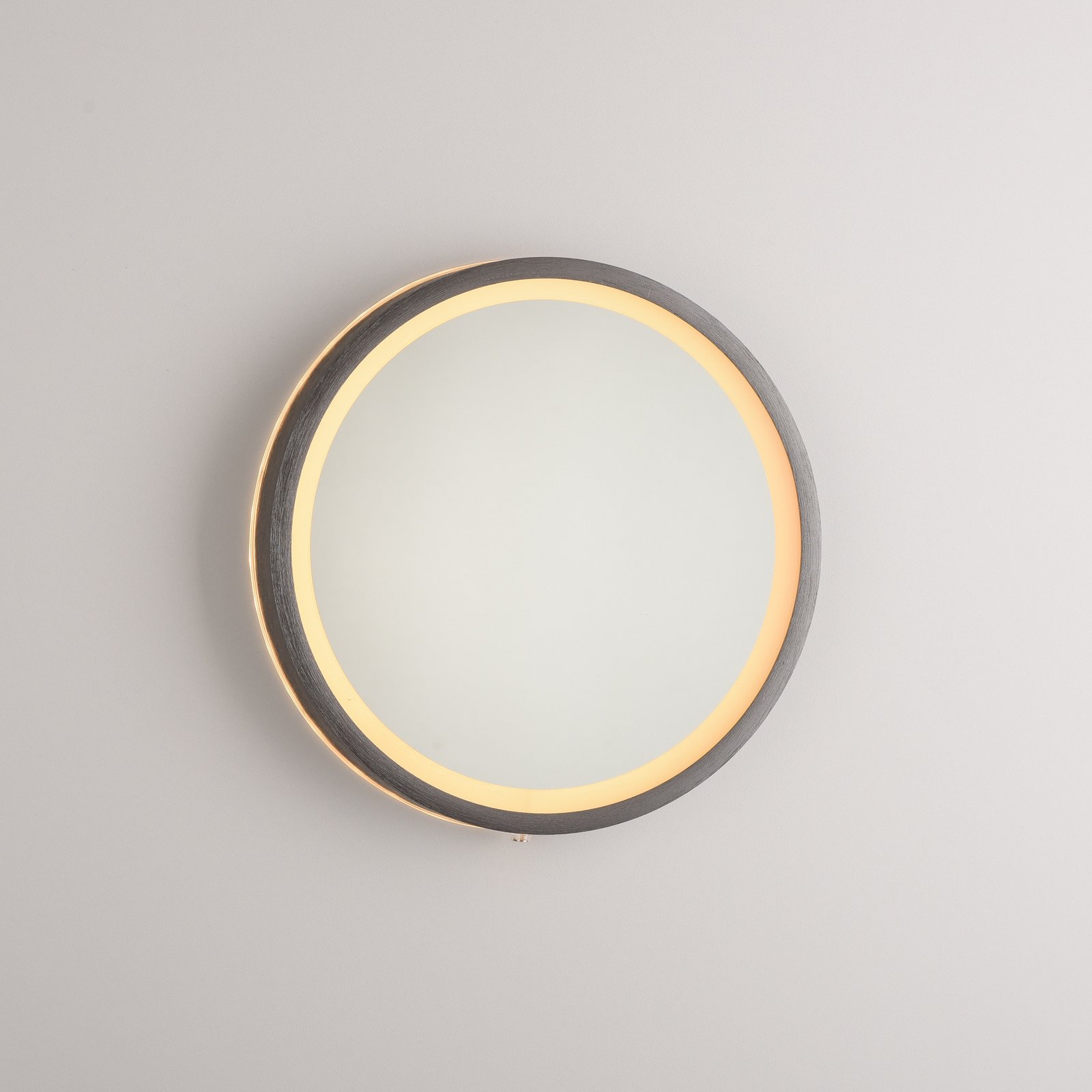 Specchio da parete a LED VIDRO, grigio, Ø 26 cm, powerbank, interruttore