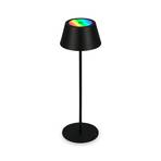 LED stolová lampa Kiki s dobíjacou batériou RGBW, čierna