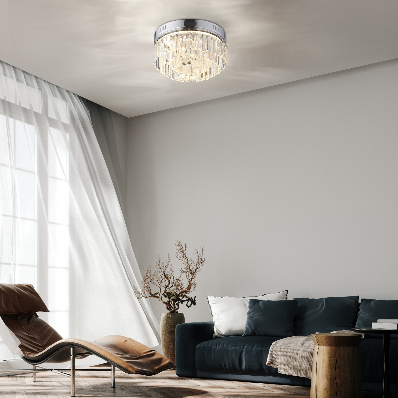 Paul Neuhaus Krista plafonieră cu LED SimplyDim - Camera de zi / sufragerie - crom transparent - Metal