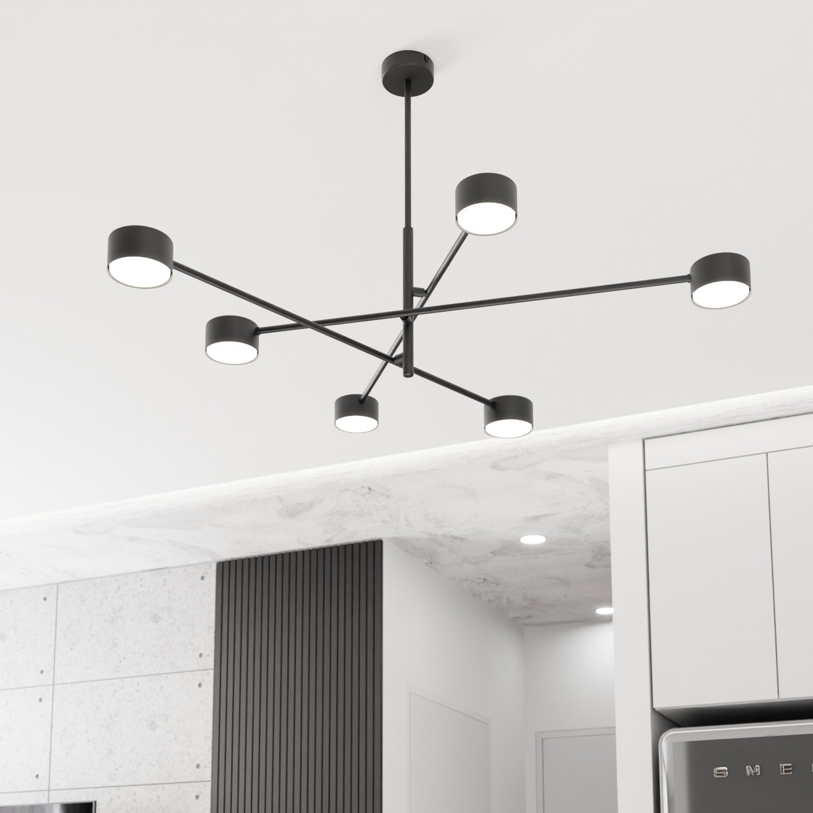 Pendellampe Natsu, Länge 84 cm, Metall, 6-flg.