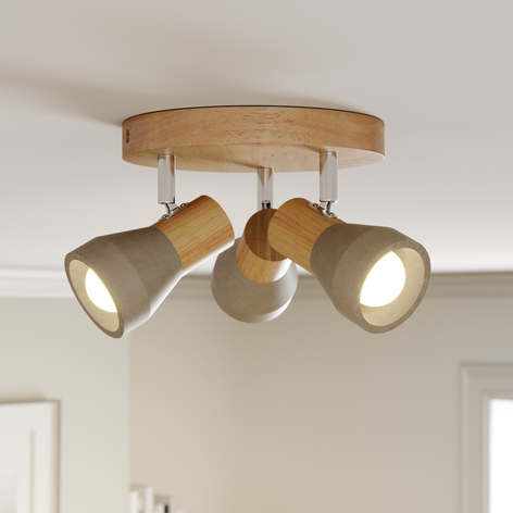 Strahler Filiz aus Holz und Beton, 3-fl., rund