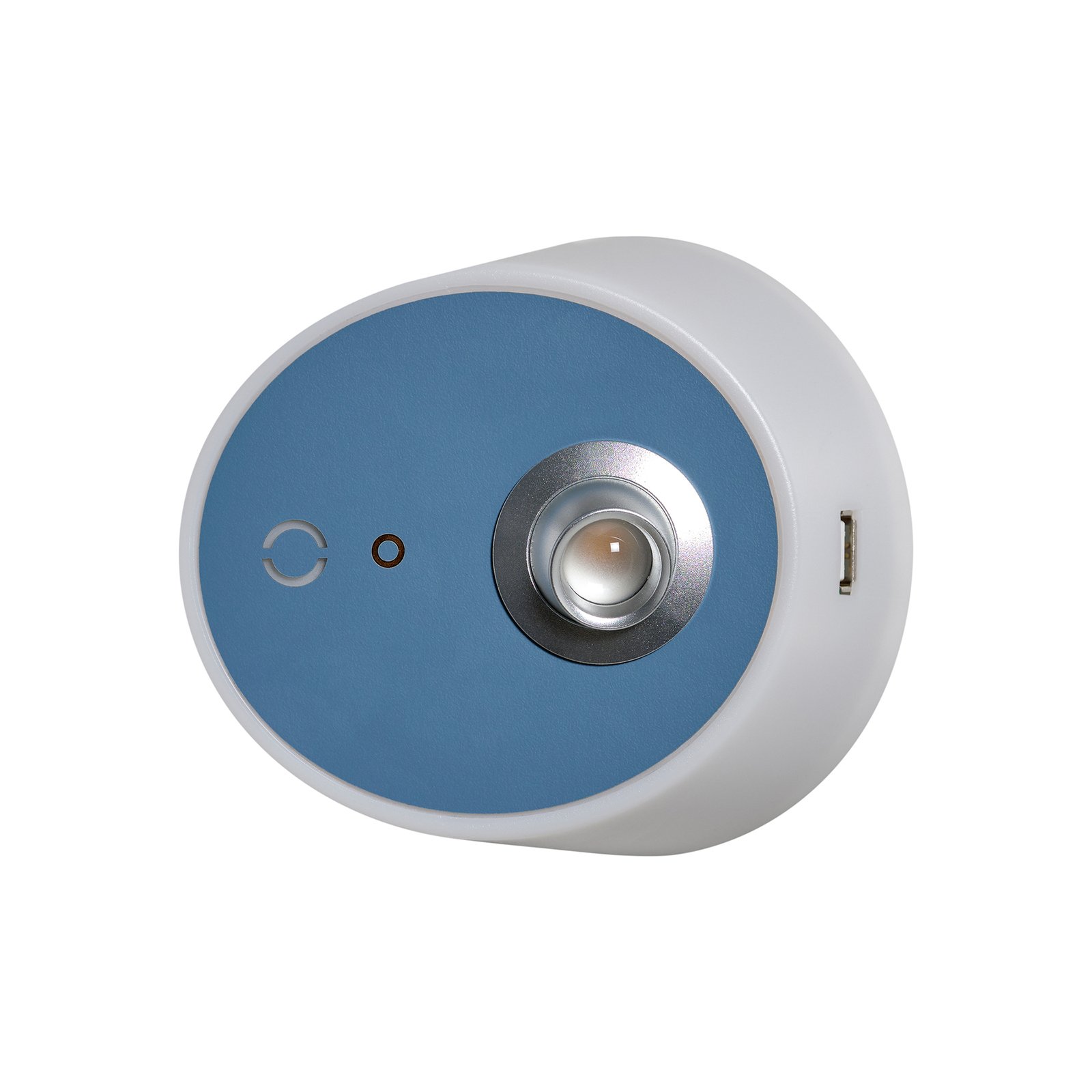 Zoom LED wall light, spot, USB port, blue
