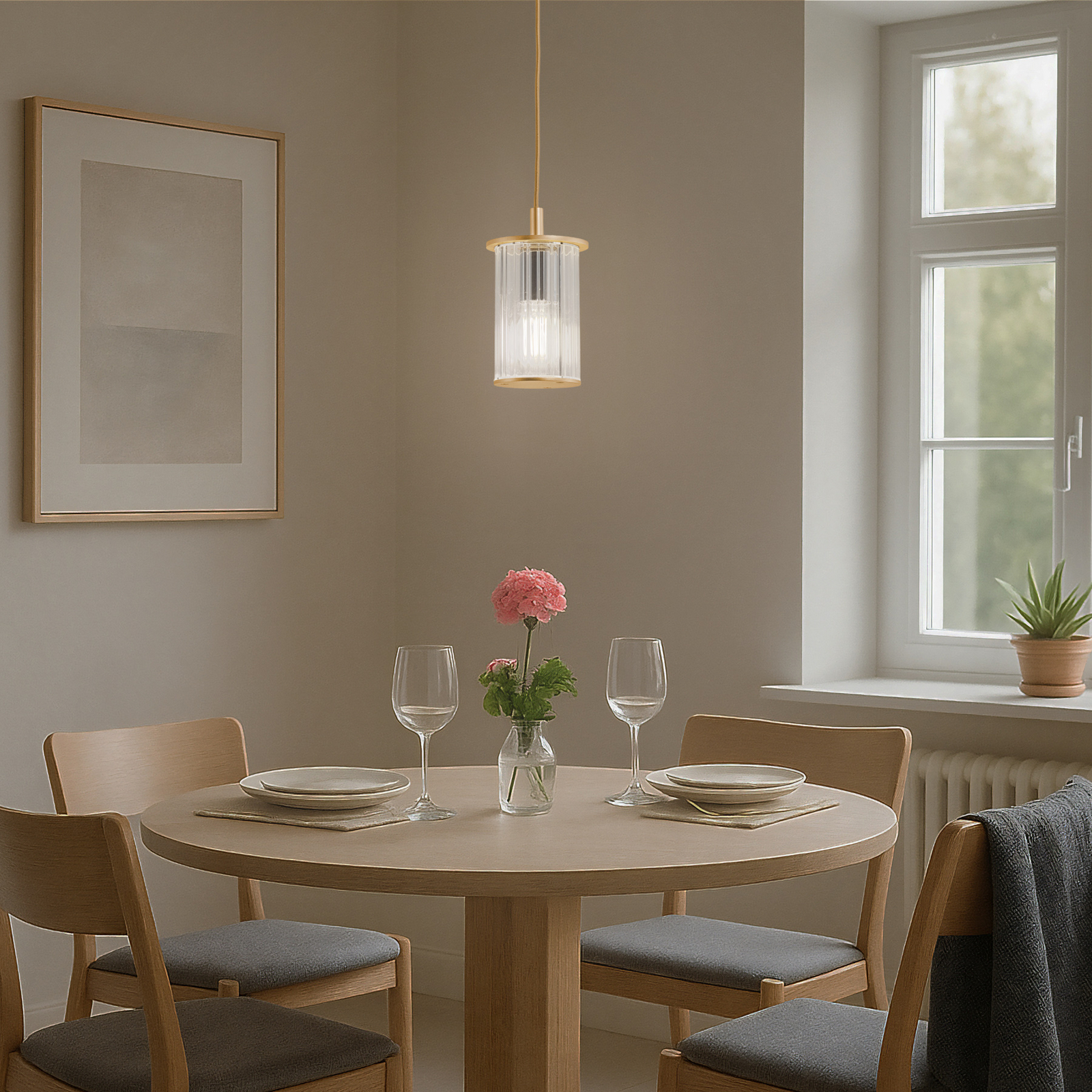 Suspension d'extérieur Nora, doré/transparent, IP44, verre