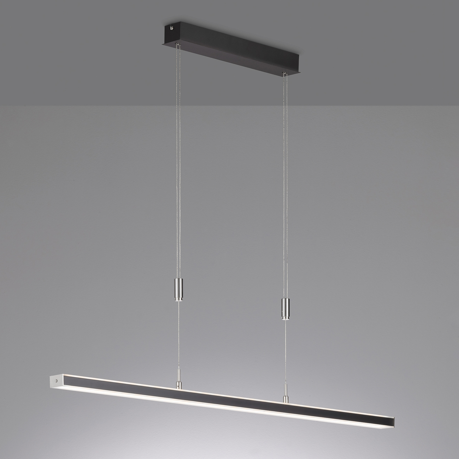 LED-Hängelampe Vitan, sandschwarz, Länge 115 cm, 2-flg., CCT