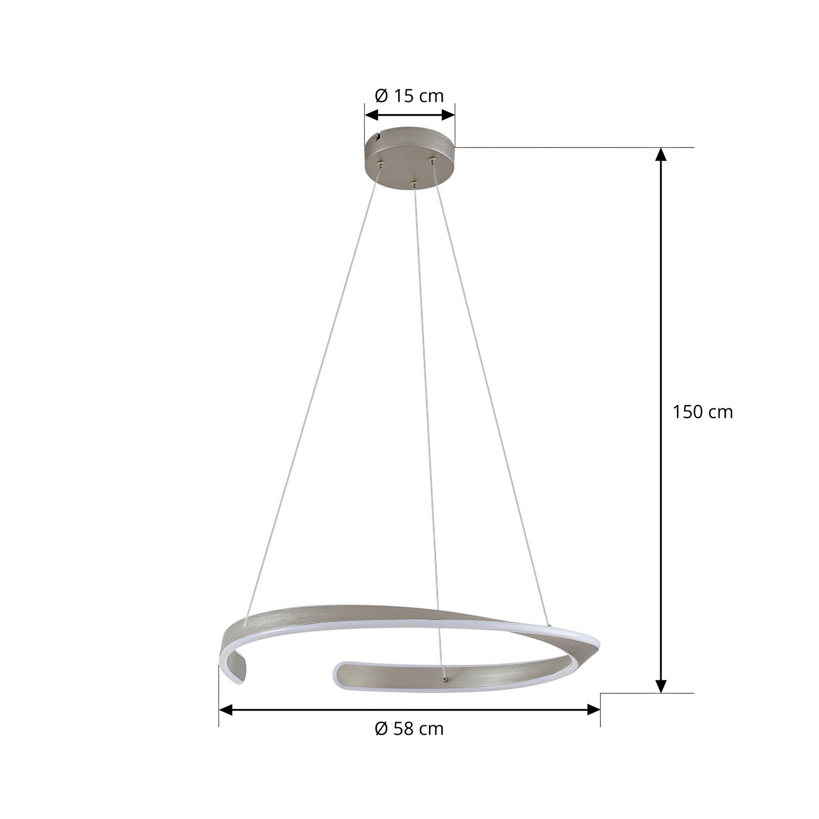 Eloura LED-riippuvalaisin, metalli, CCT, Ø 58 cm, hopea - Lucande Eloura LED-riippuvalaisin, metalli, CCT, Ø 58 cm, hopea - Lucande