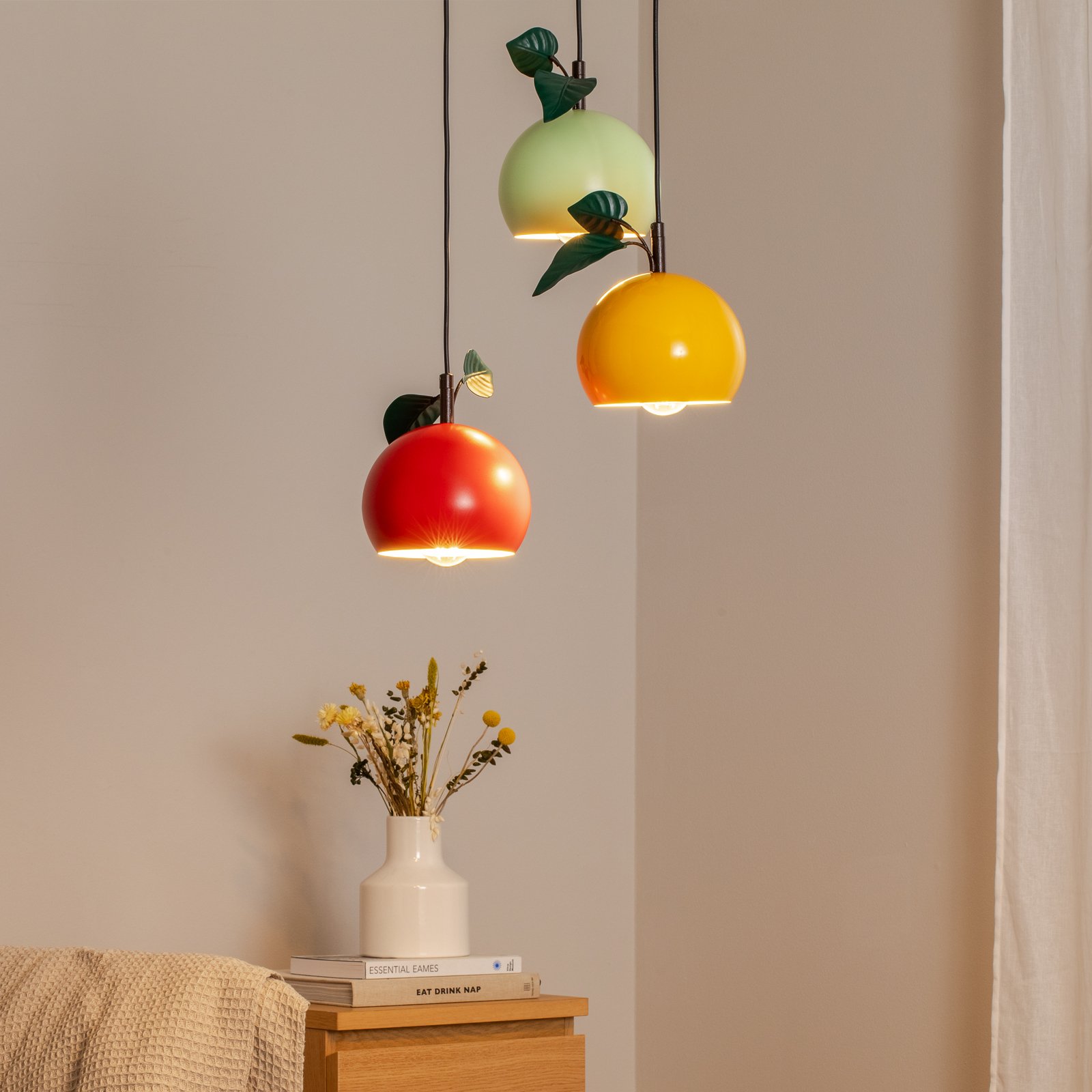 Suspension Apple mix, multicolore, métal, Ø 42 cm, à 3 lampes, E27