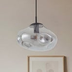 Lindby Lelia pendant light, smoky grey, glass, Ø 35 cm
