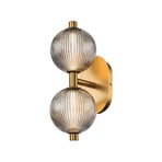 LED-vegglampe PALMAS gull/røykgrå Bredde 39 cm 2 lyskilder. IP44