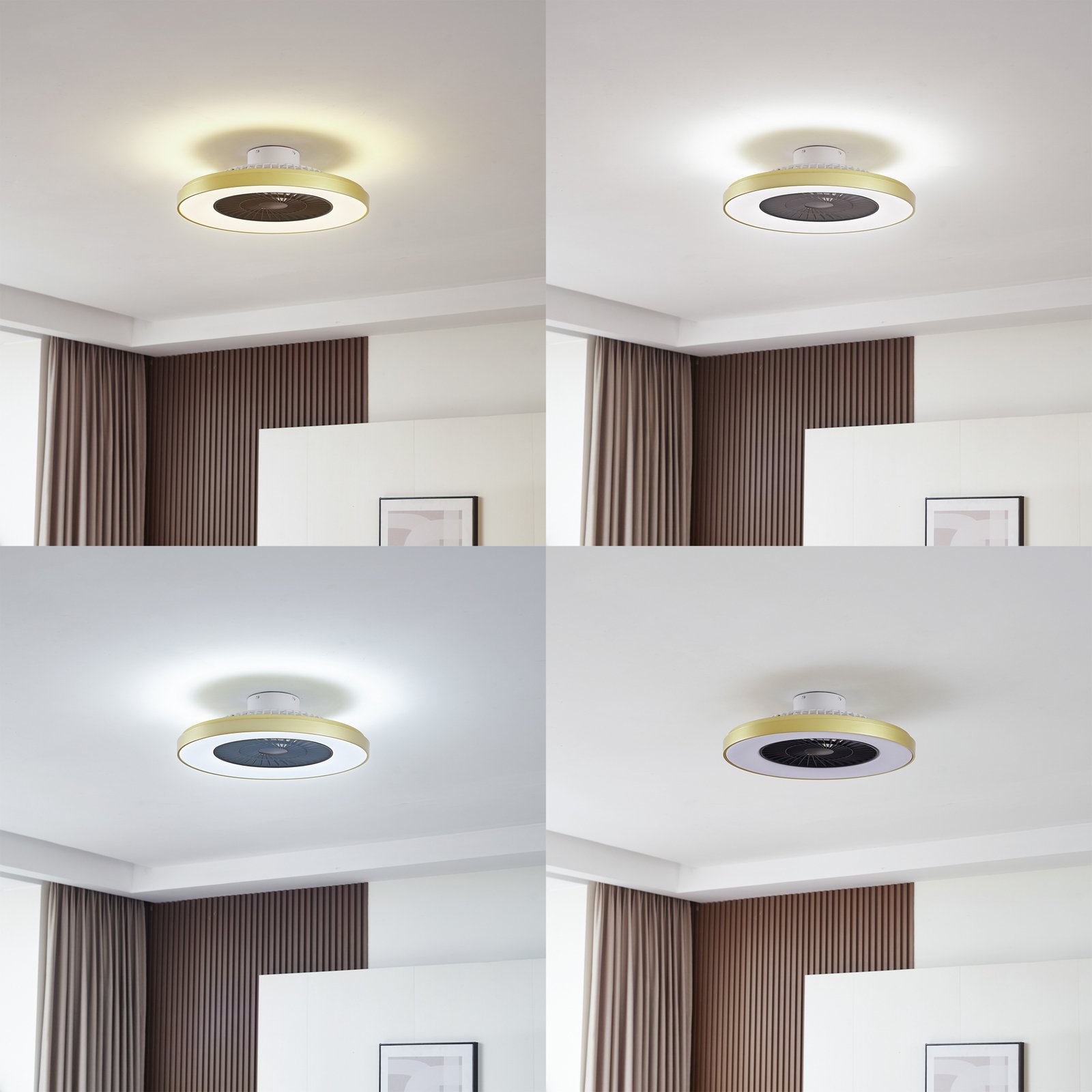 Teleo LED Stropní ventilátor Mosaz - Lindby
