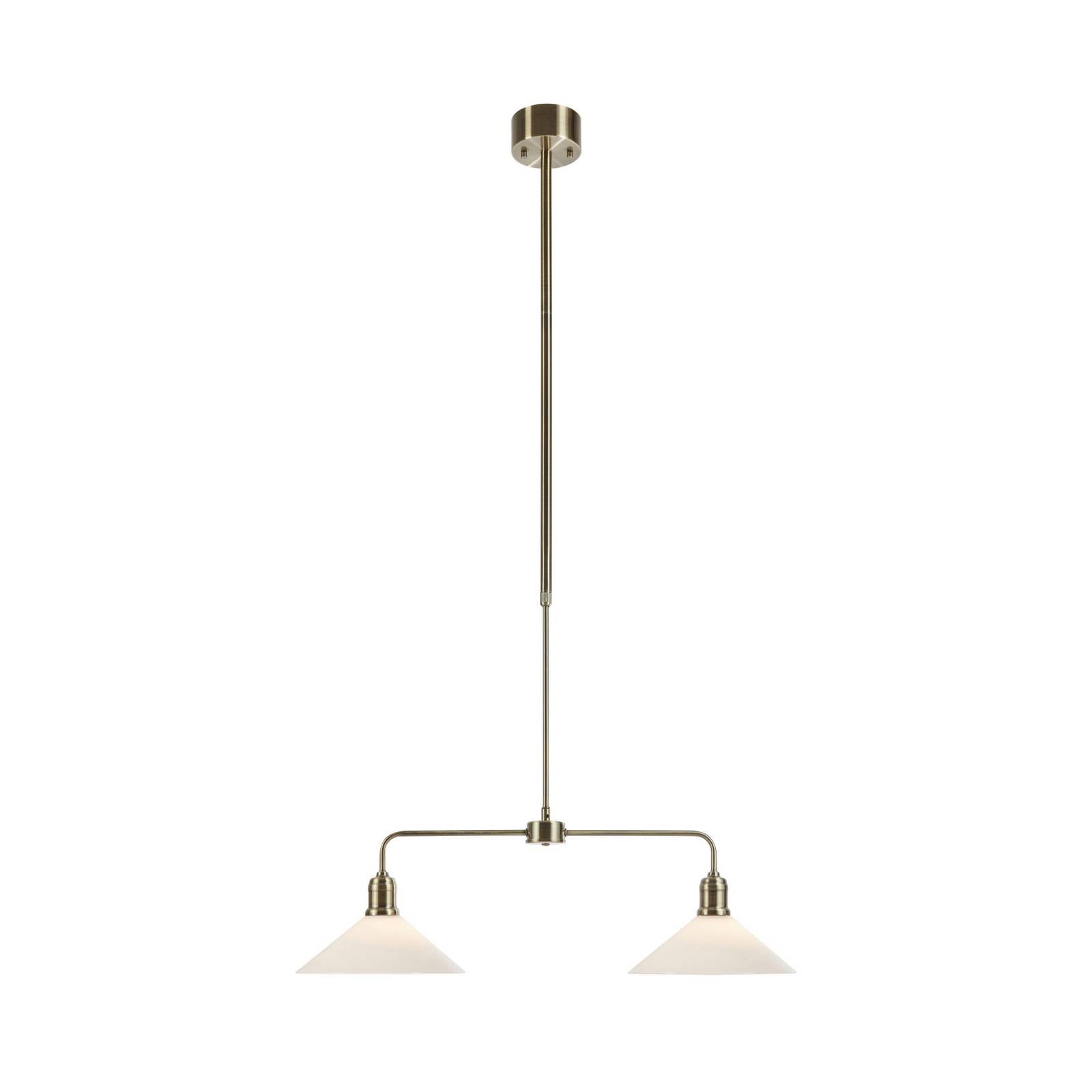 Markslöjd Suspension Vela, laiton vieilli, à 2 lampes, verre, longueur 75 cm
