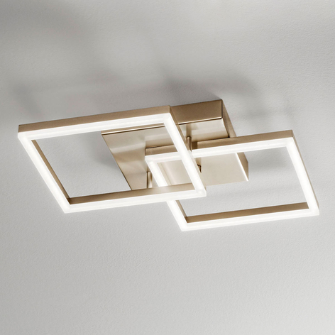 Plafón LED Bard, 45x45cm, acabado dorado mate
