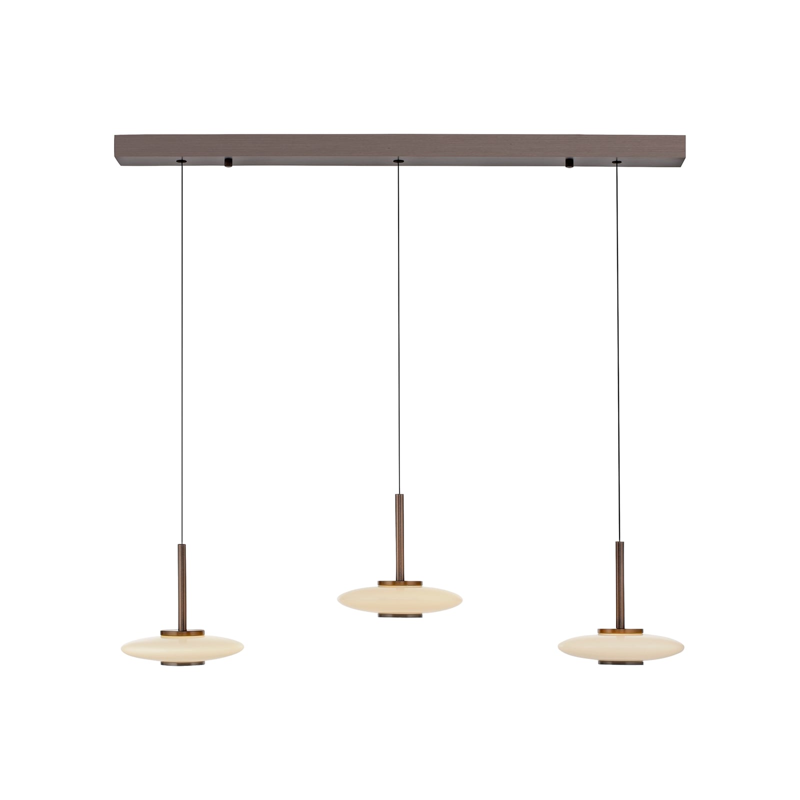 Suspension LED Vitrum, marron/opale, verre/aluminium, à 3 lampes - PURE