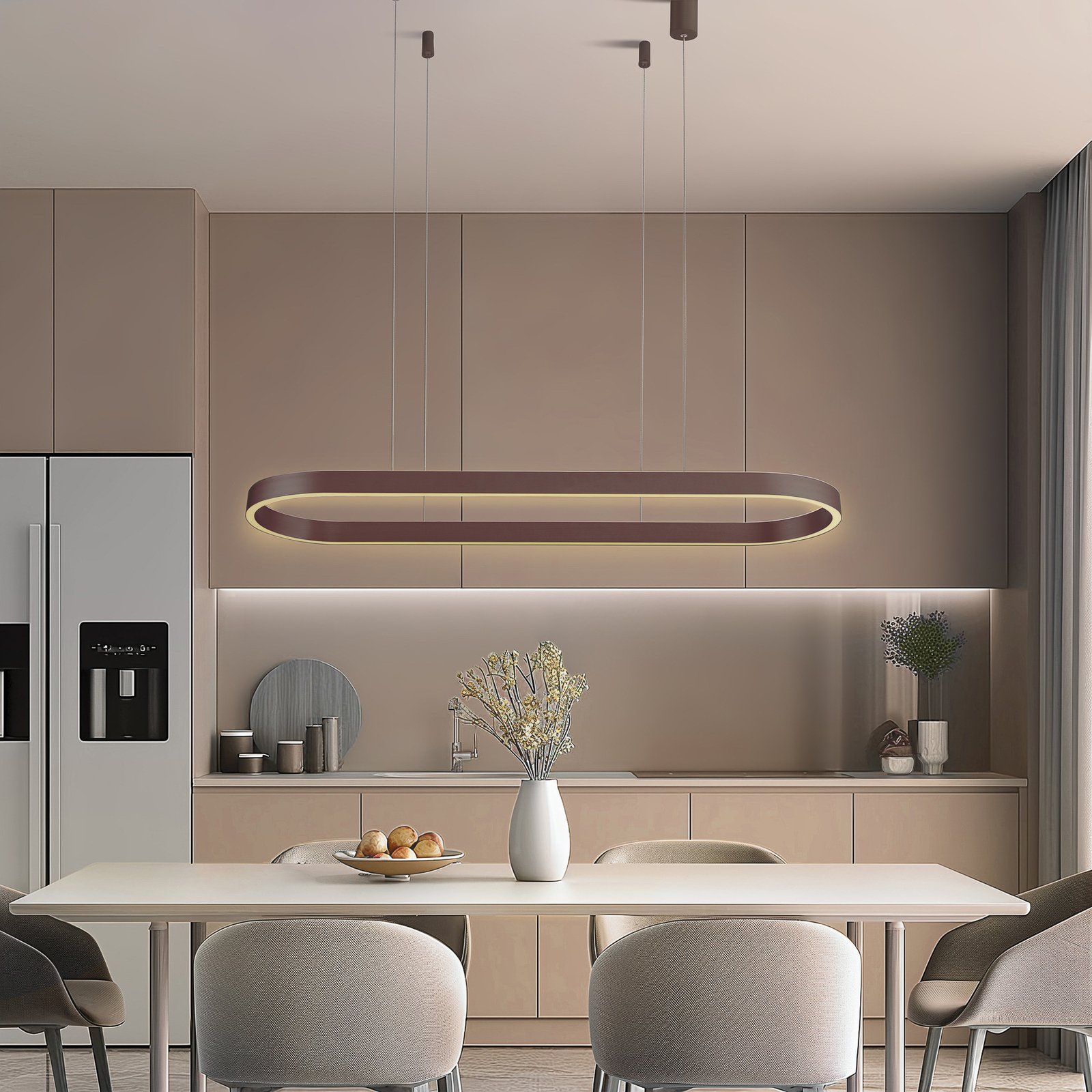 Lucande Smart LED pendant light Melinay, coffee, CCT, Tuya