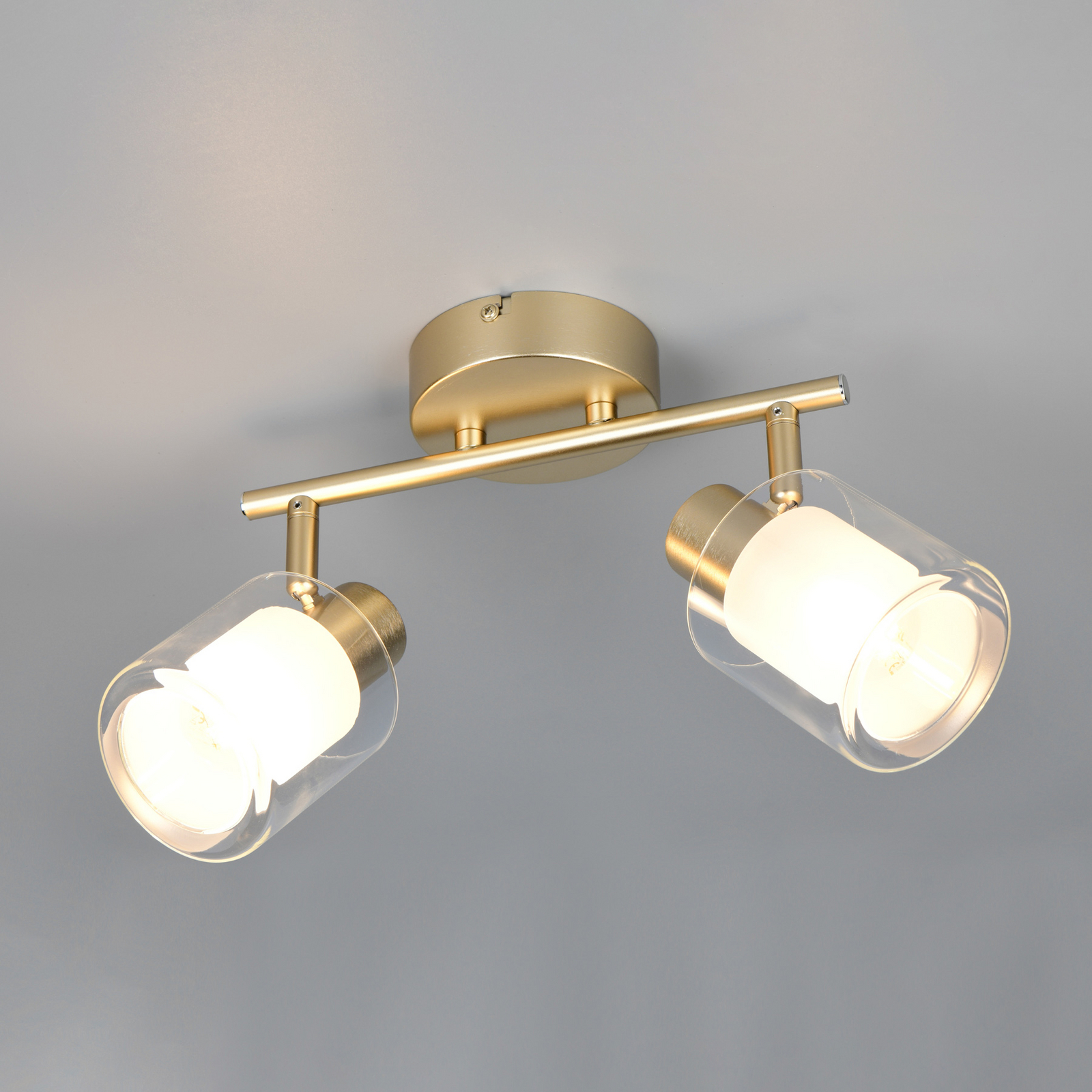 Plafoniera Neralo, a 2 luci, color oro, metallo, E14 Plafoniera Neralo, a 2 luci, color oro, metallo, E14