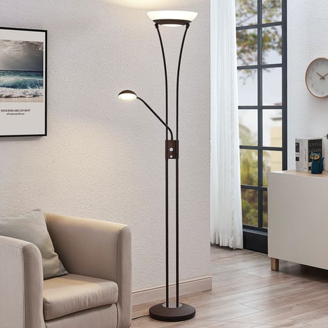 Lampadaire indirect LED Amadou liseuse, rouille