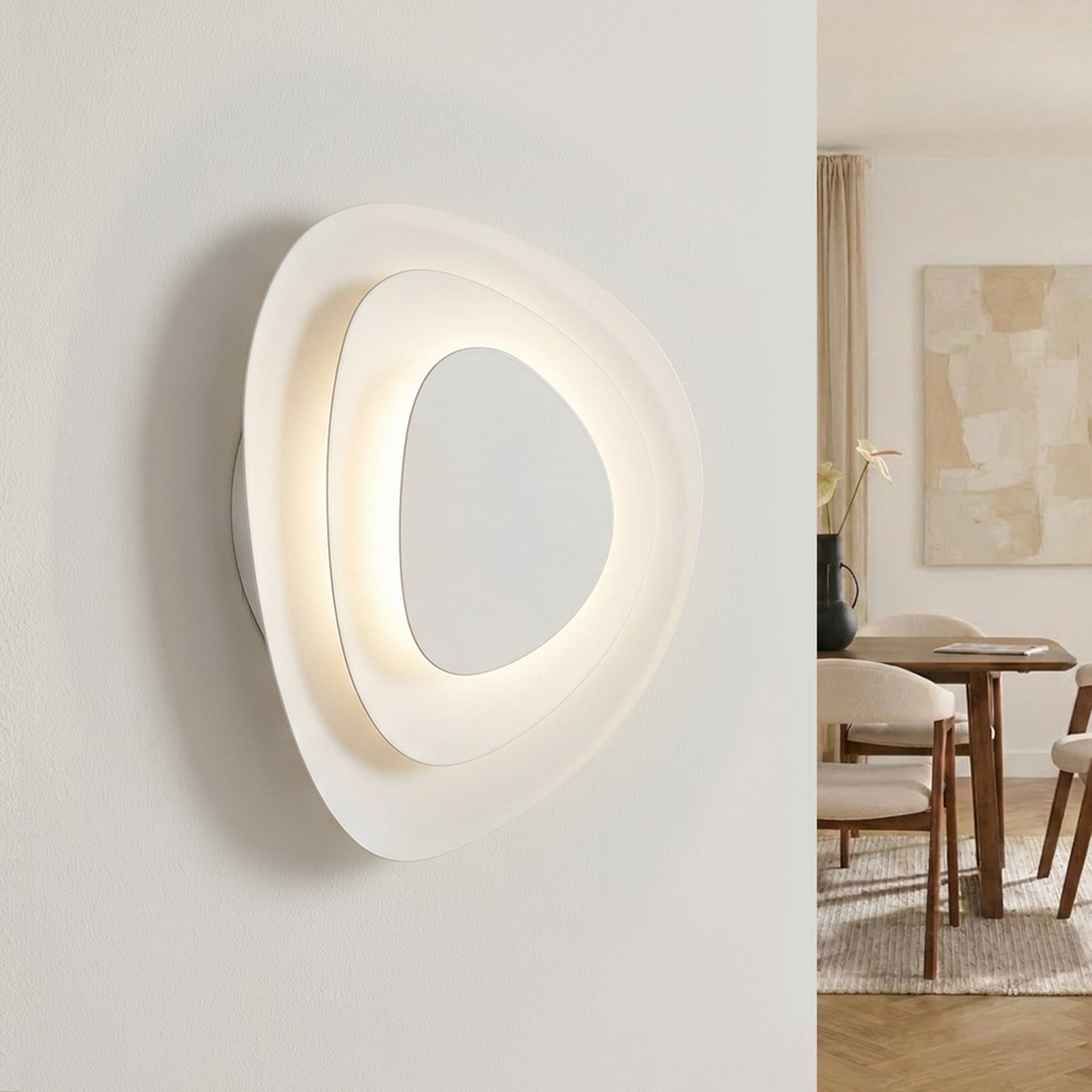 Lindby LED-seinävalaisin Delar, valkoinen, 25 x 25 cm, himmennettävä