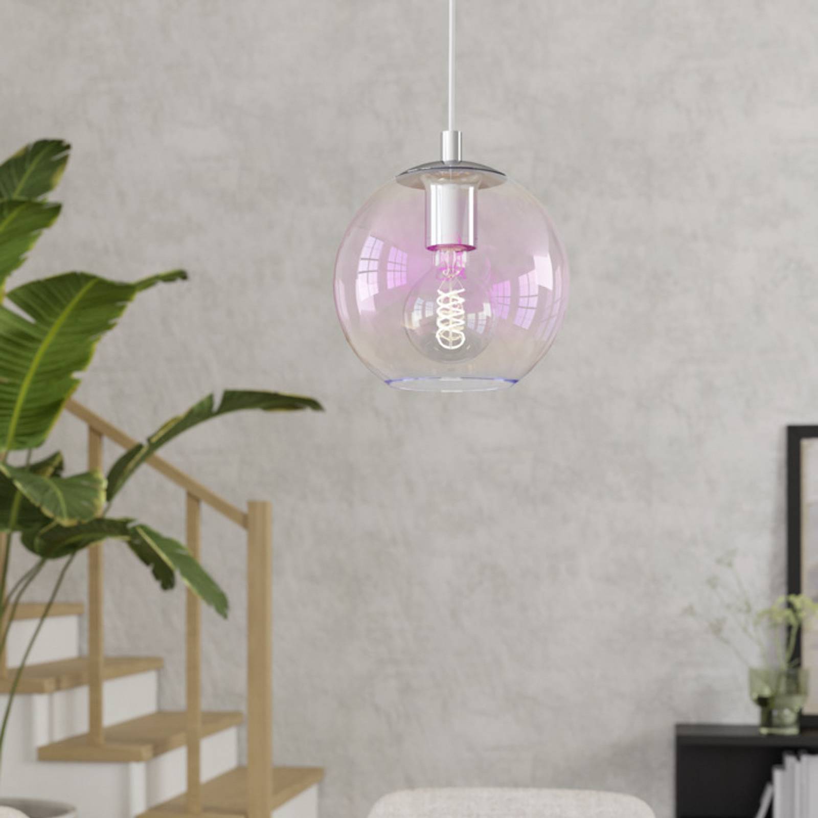 EGLO hanglamp ARISCANI 2, Ø 20 cm, 1-lamp, chroom/iriserend
