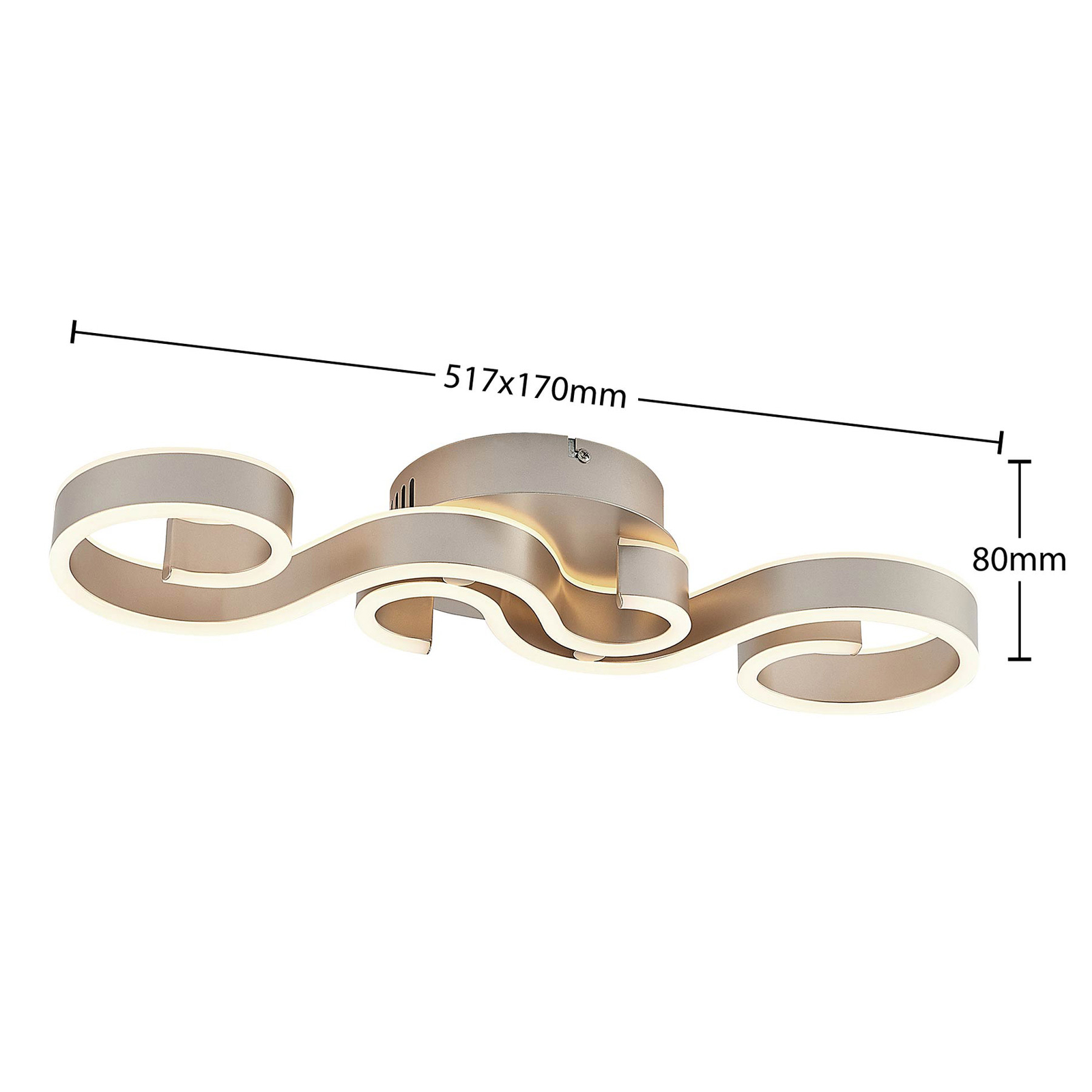 Lucande Admira LED-taklampe, 51,7 cm nikkel