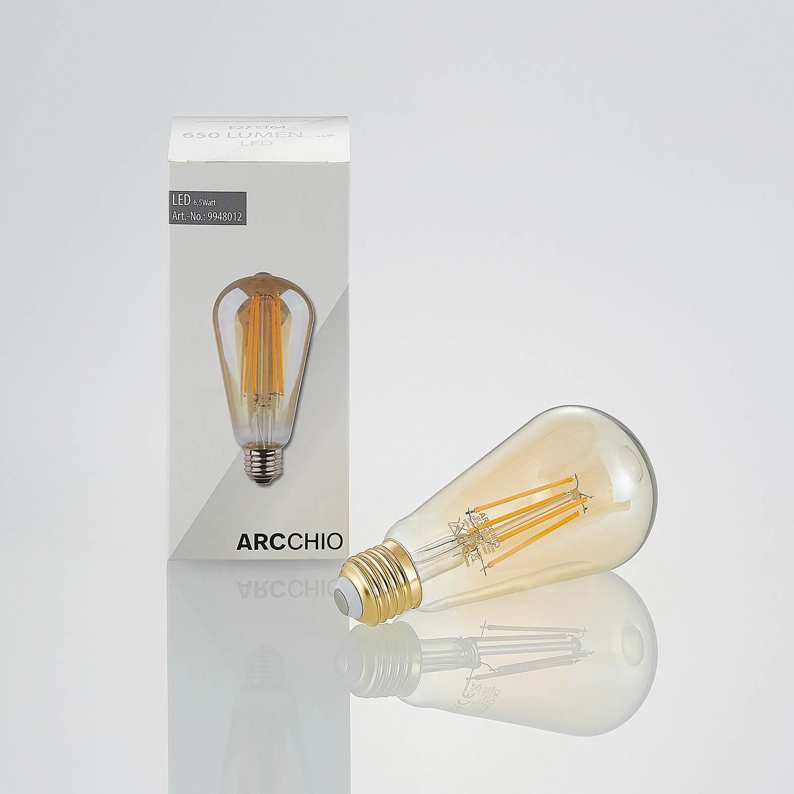 LED lamp E27 ST64 6,5W 2.500K amber |