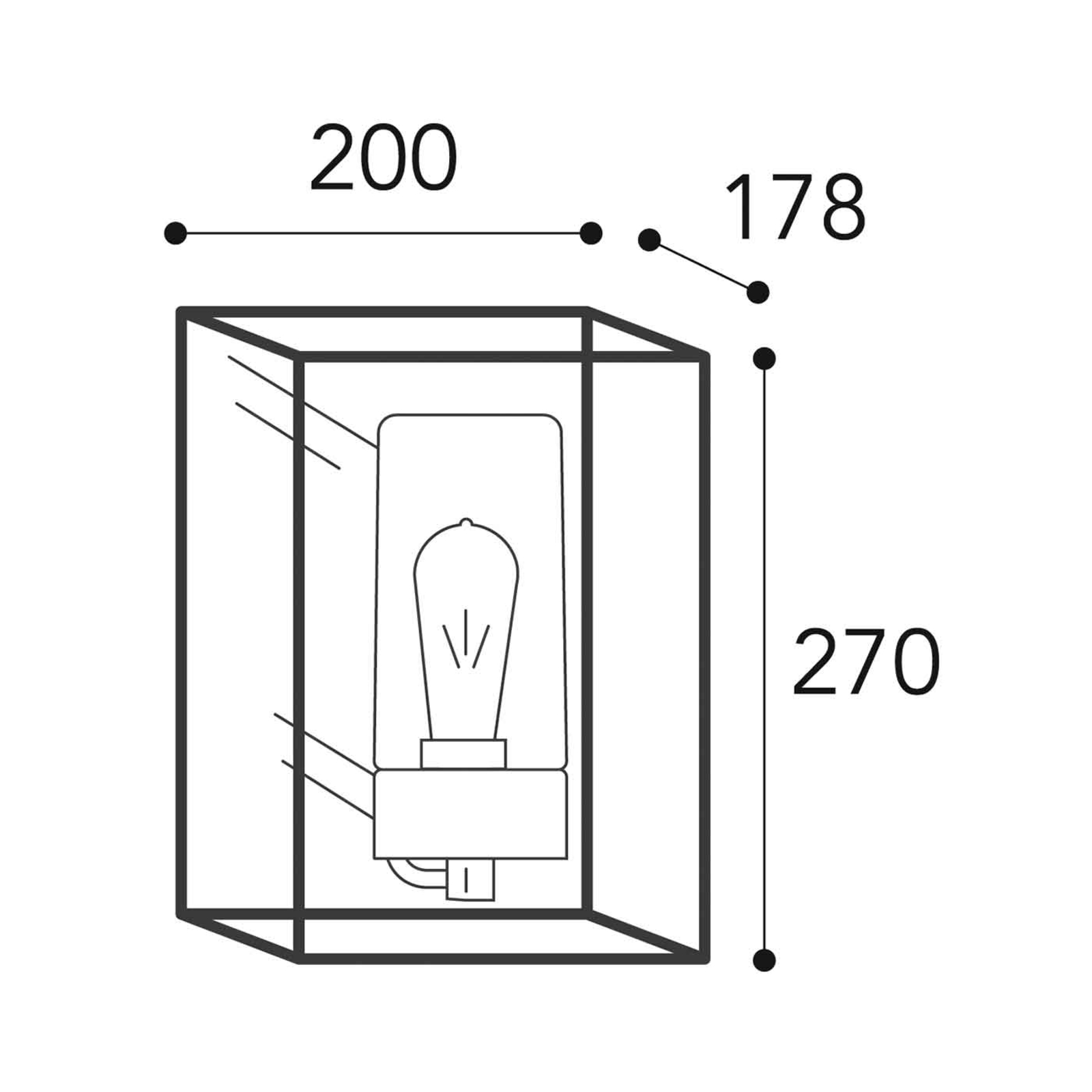 Buitenwandlamp Cubic³ 3366 messing antiek/opaal