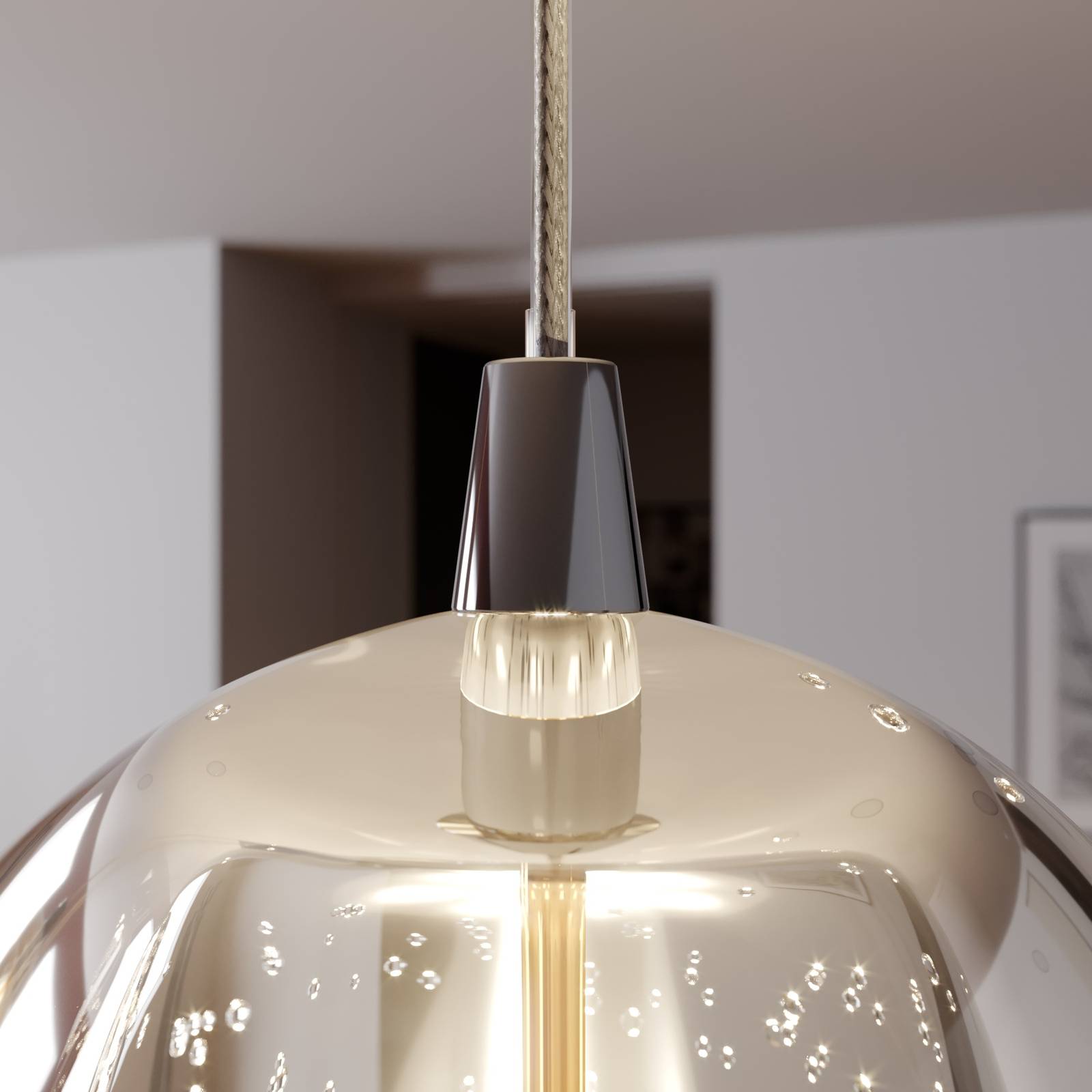 Lucande Lampa wisząca LED Hayley, 96 cm, 5-punktowa, chrom, szkło