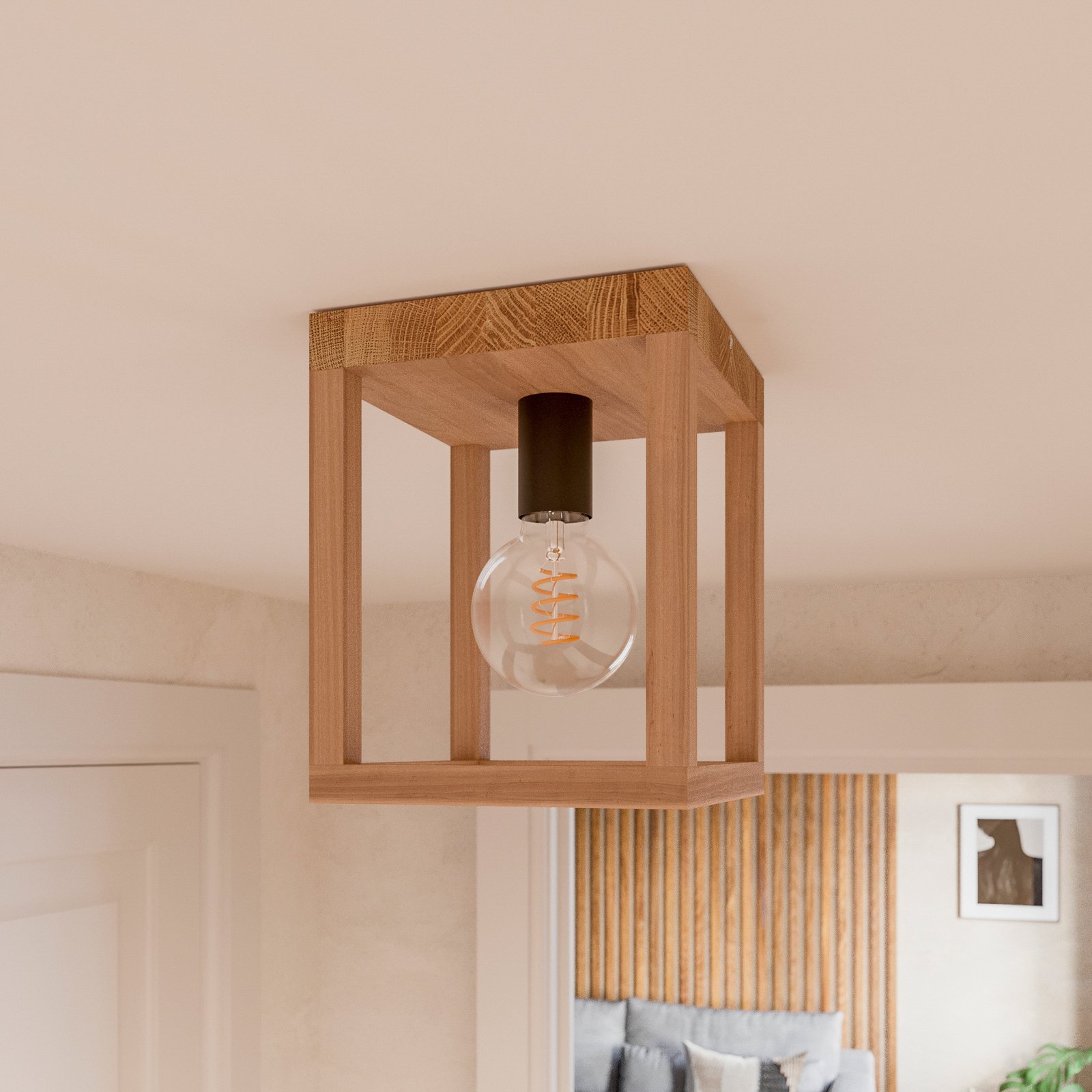 Envolight Rowan plafondlamp van eikenhout, 1-lamp