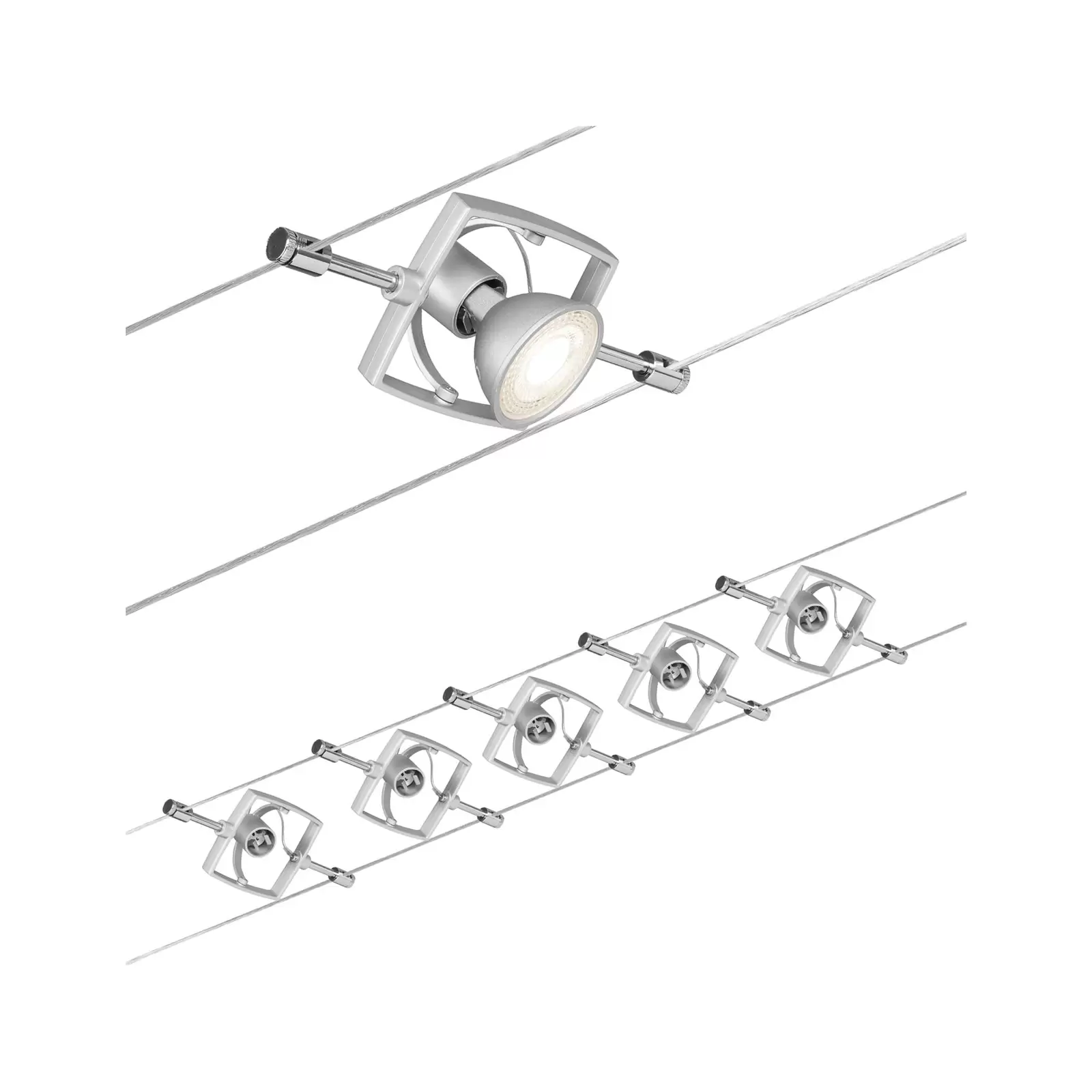 Paulmann Mac II Seilsystem, Chrom matt mit 5 Spots | Deckenlampen