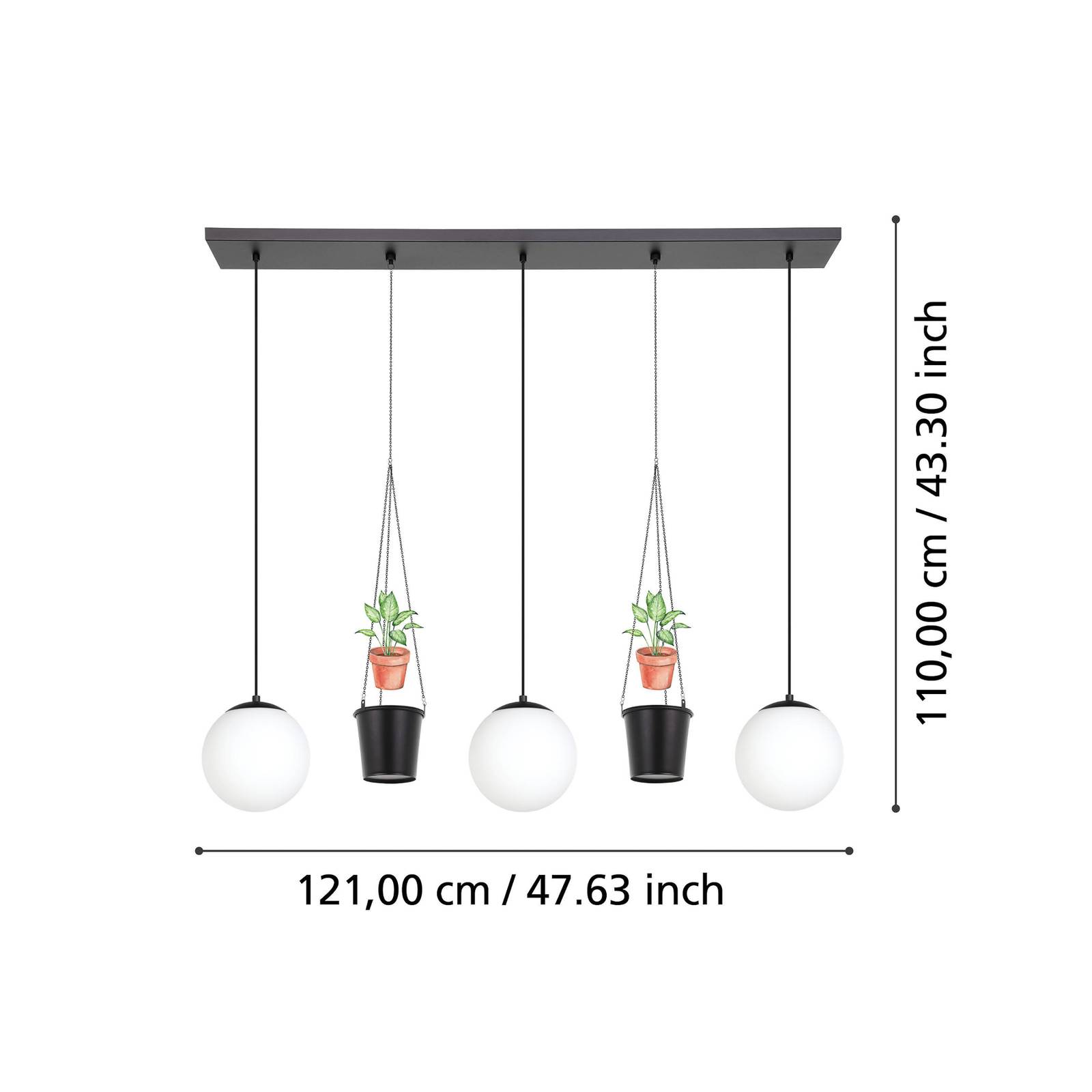 Lampa wisząca Rondo 3 doniczka 3-pkt. czarna