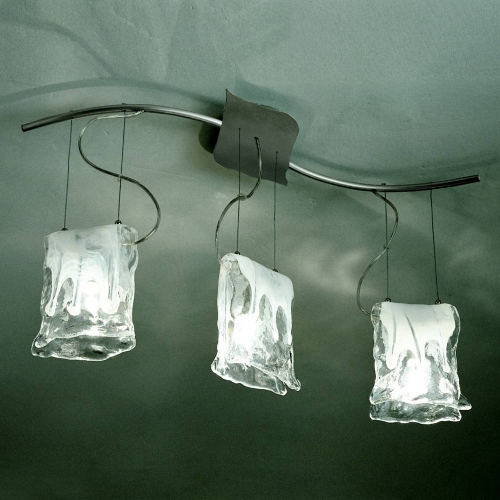 Suspension MURANO à 3 lampes avec verre albâtre