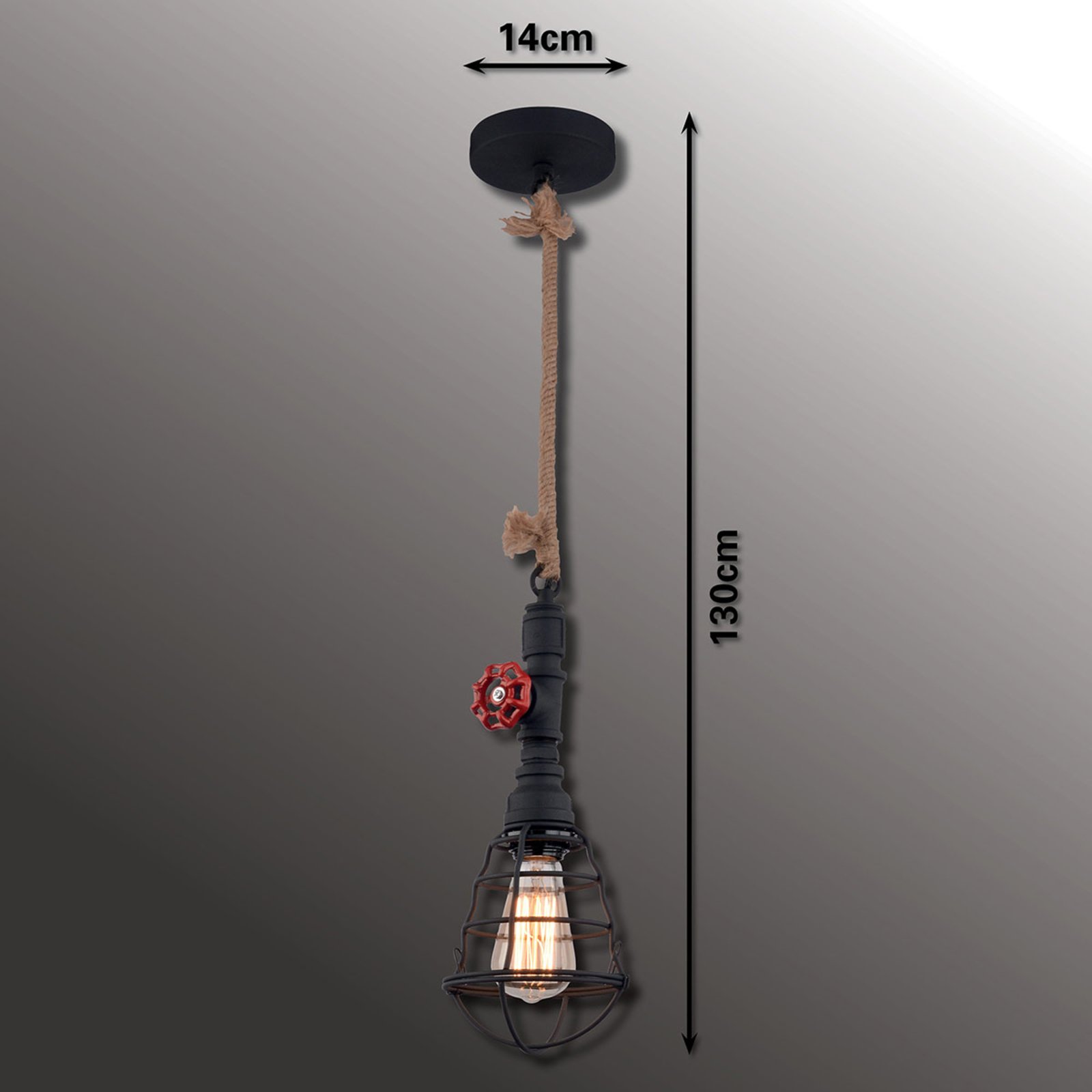 Висяща лампа с индустриален дизайн, черна