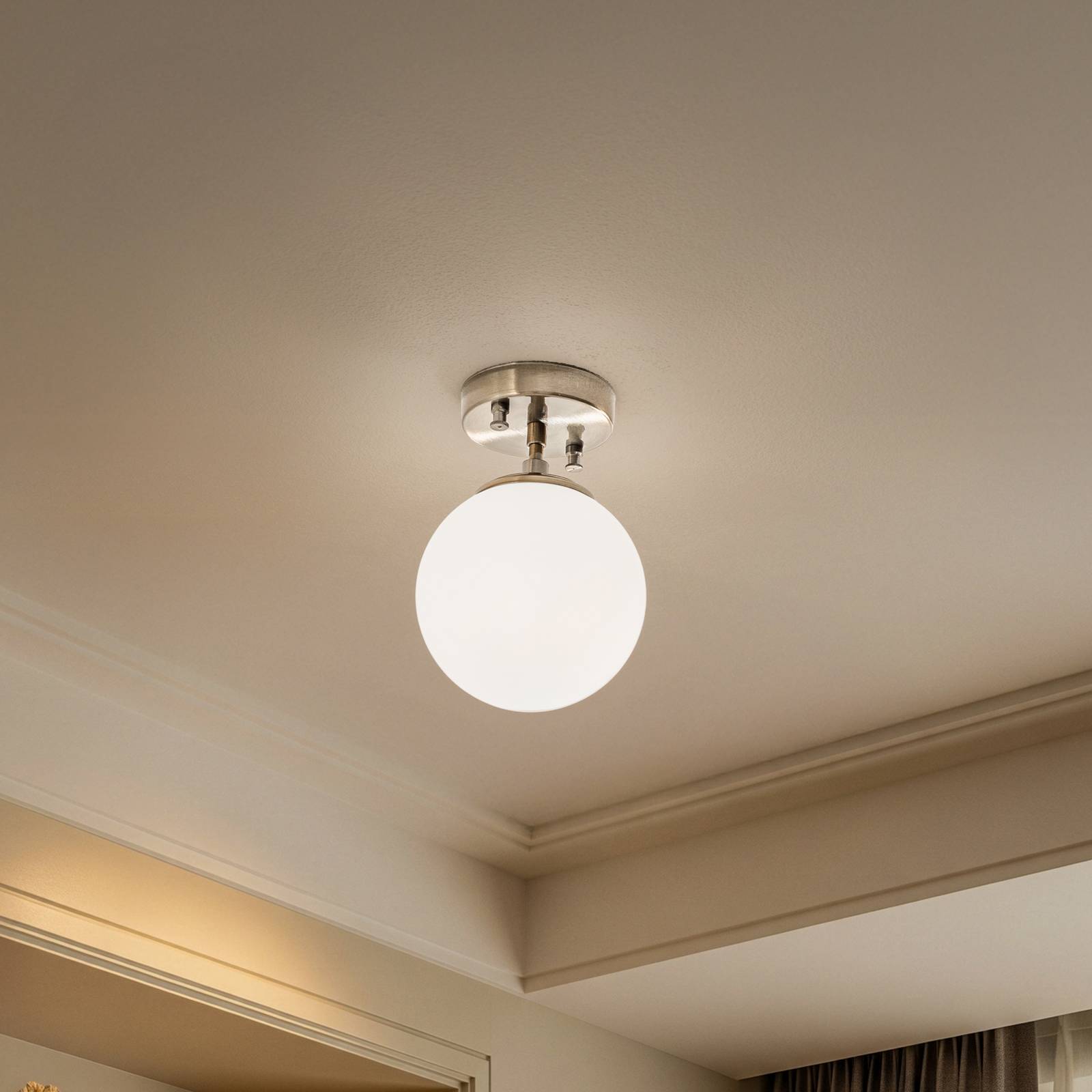 Deckenlampe Atmaca 10220, goldfarben antik, Opalglas Ø 15 cm günstig online kaufen
