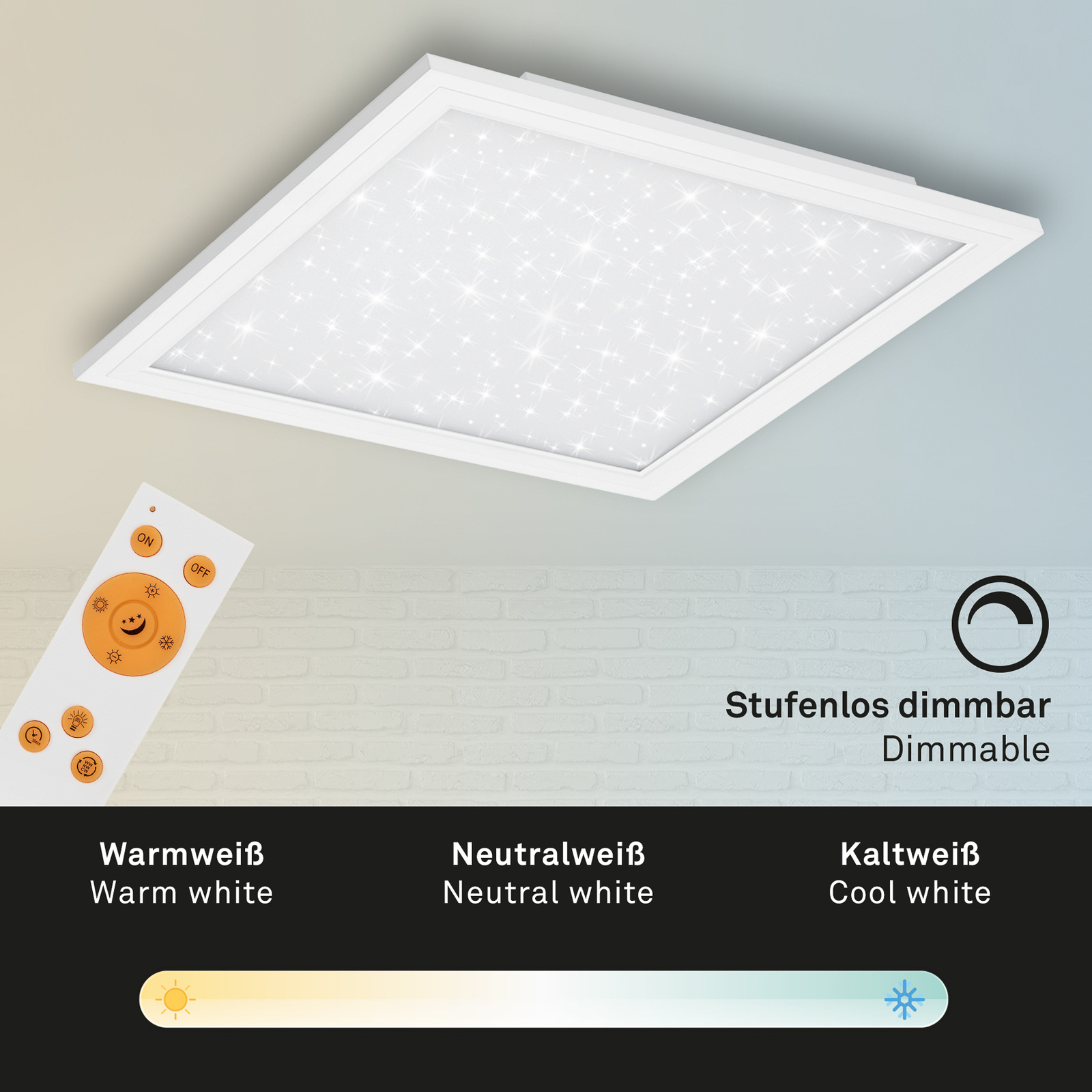 LED-panel Pallas, hvid, dæmpbar, CCT, 59,6x59,6 cm