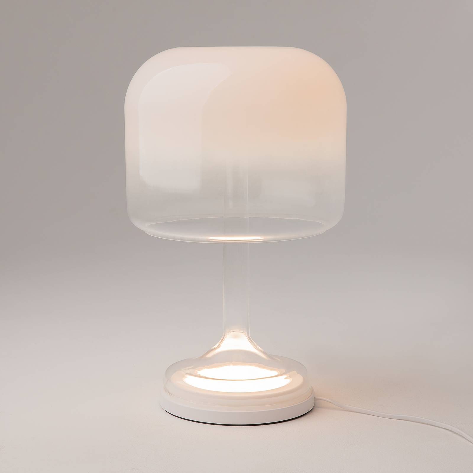 Maytoni Lampa stołowa LED Spirito, biała, szkło, wysokość 42 cm