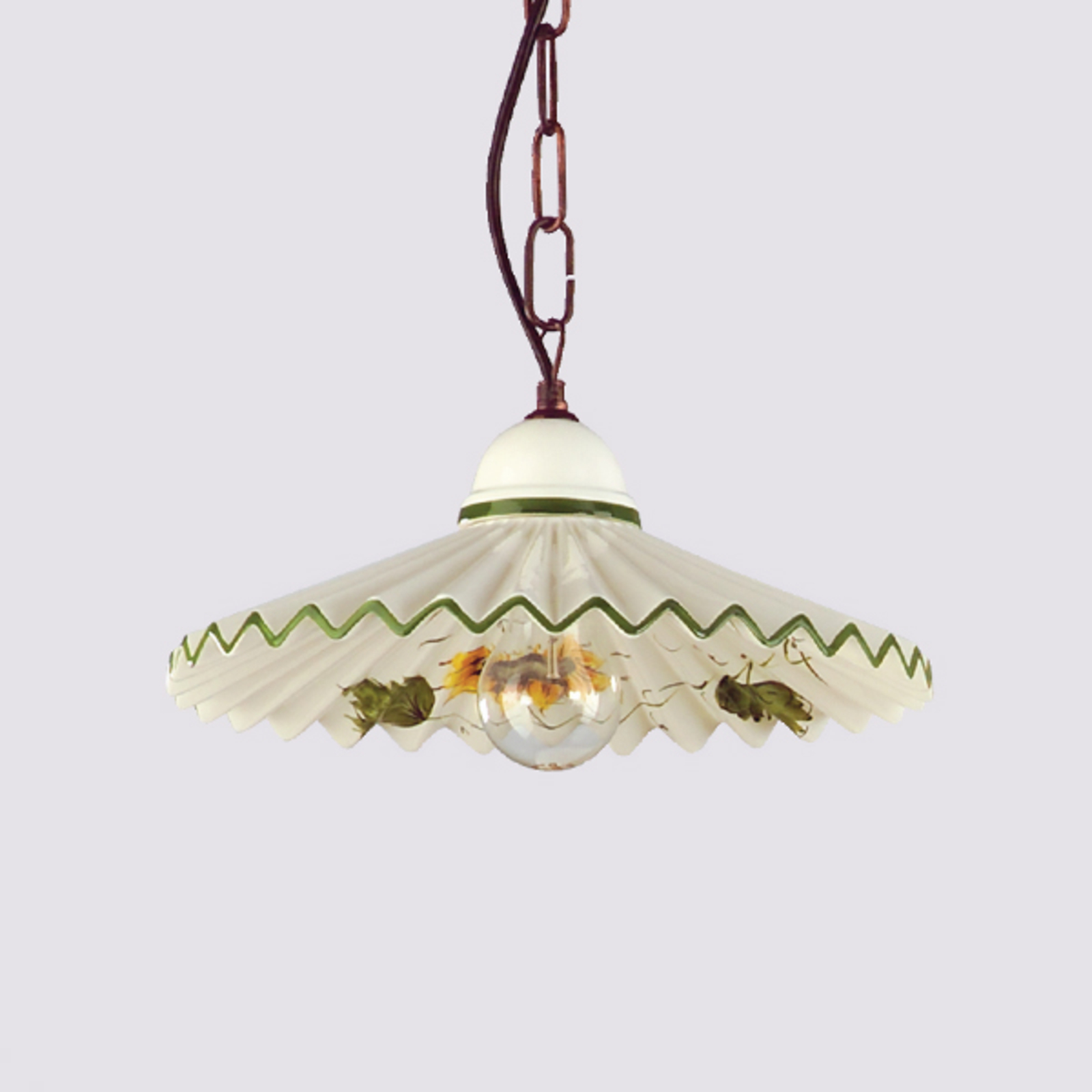 Eurokeramic Rusticana hanging light with chain, for Living / Dining Room, ceramics, iron, E27, 60 W, energy efficiency: A++