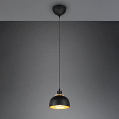 Lámpara colgante Punch, negro/oro, 1 luz