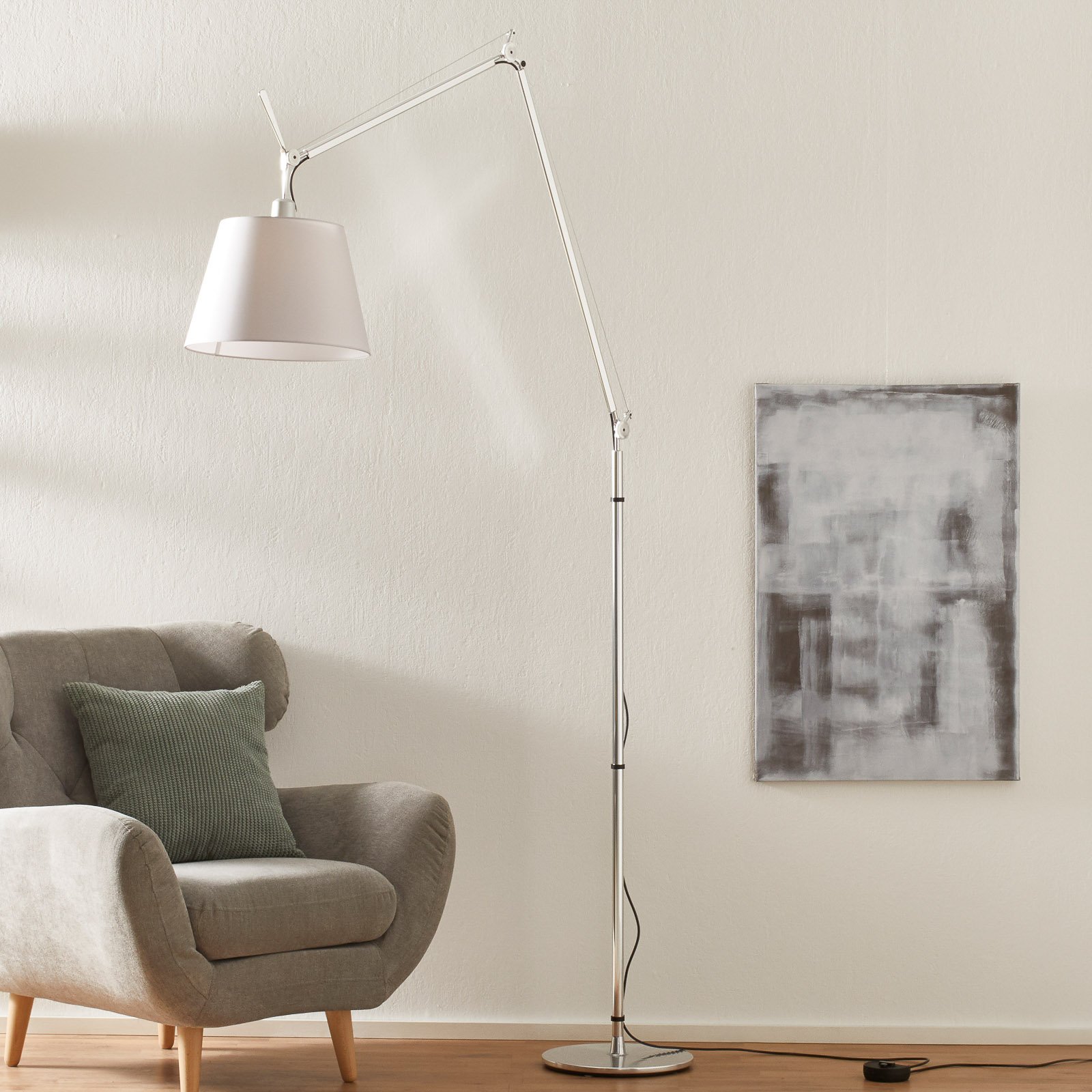 Tolomeo Mega Lampadaire avec Variateur Ø360 Gris Satin/Aluminium - Artemide