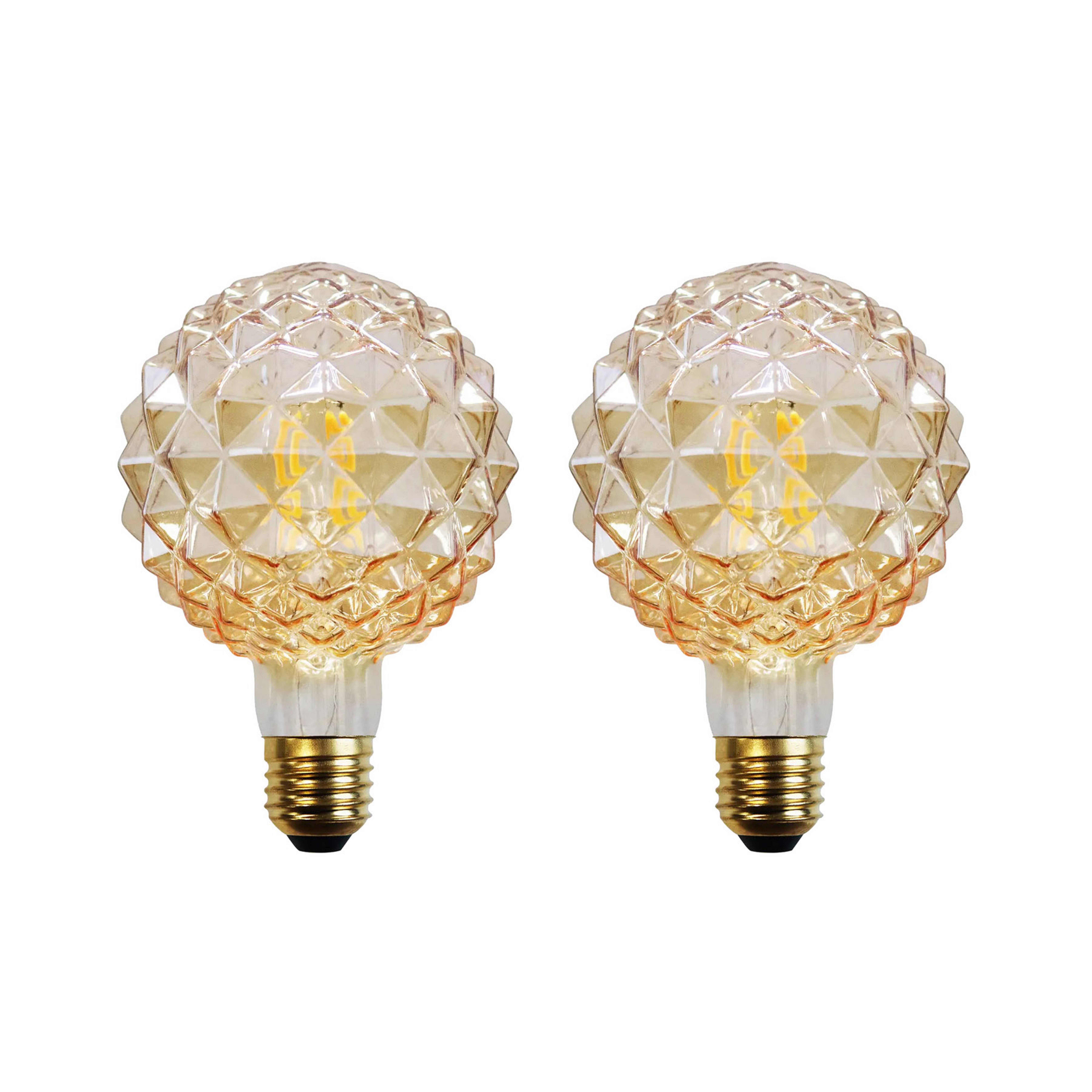 E27 3,8W LED-Lampe G95 927 Struktur amber 2er-Set