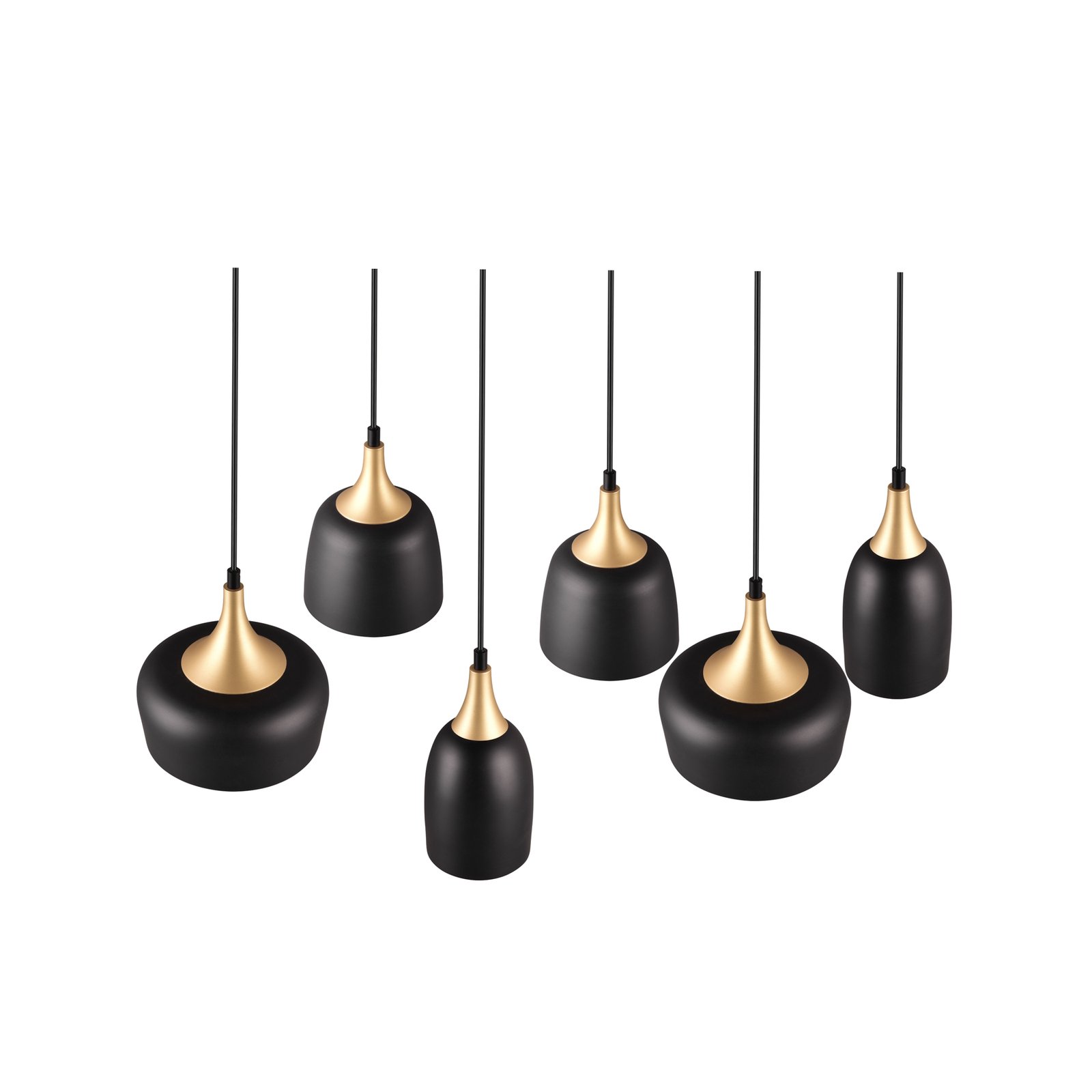 Chiraz hængelampe, 6 lyskilder, sort/guld