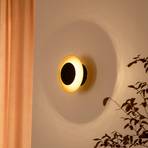 Lindby LED-es függőlámpa Tiama, fém, fekete/arany, Ø 20 cm