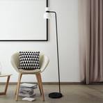 Fifty floor lamp, black, opal white glass, adjustable