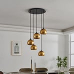 Hengelampe Albaraccin med fem skjermer i gull