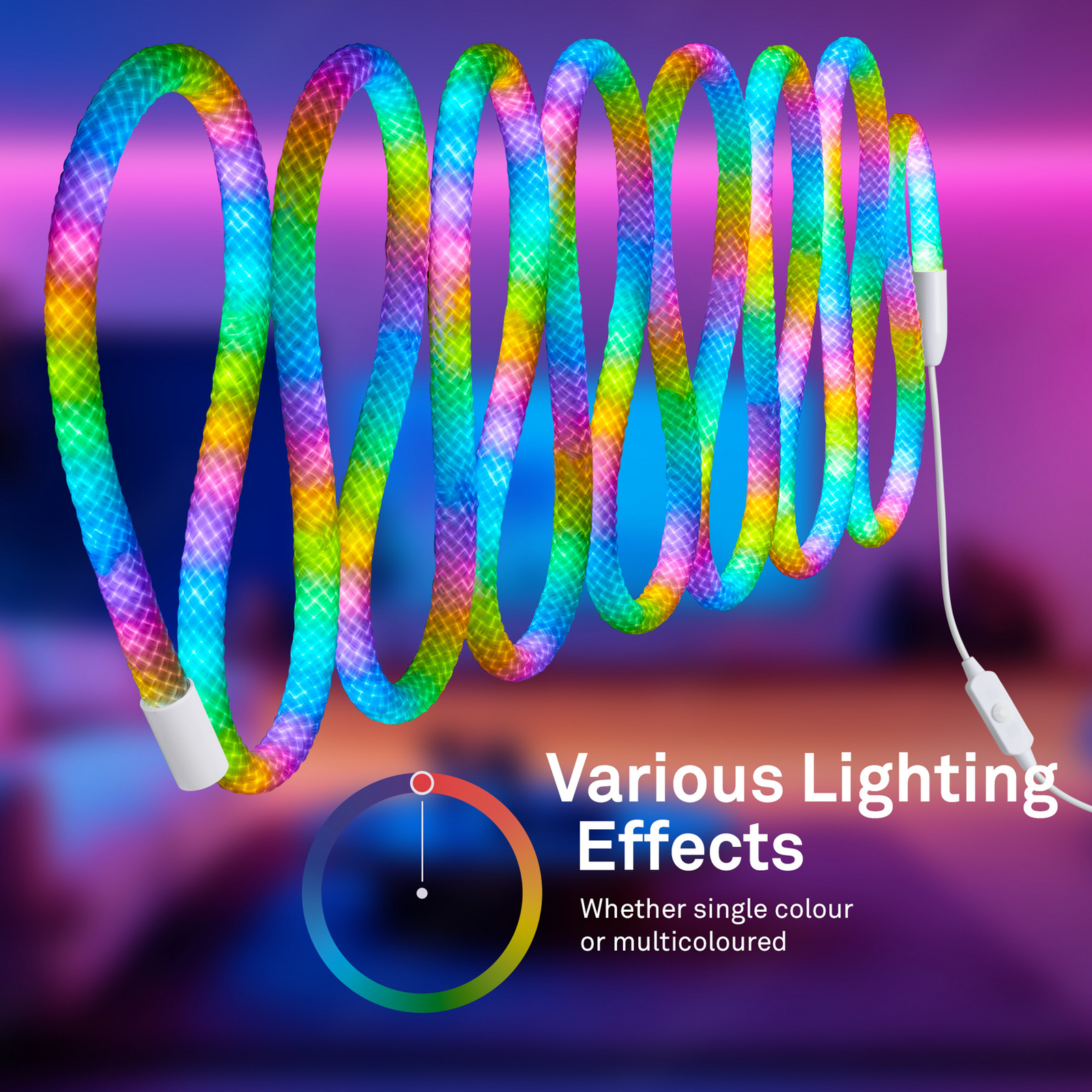 LED lichtslang RGBIC, wit, lengte 5 meter, USB LED lichtslang RGBIC, wit, lengte 5 meter, USB