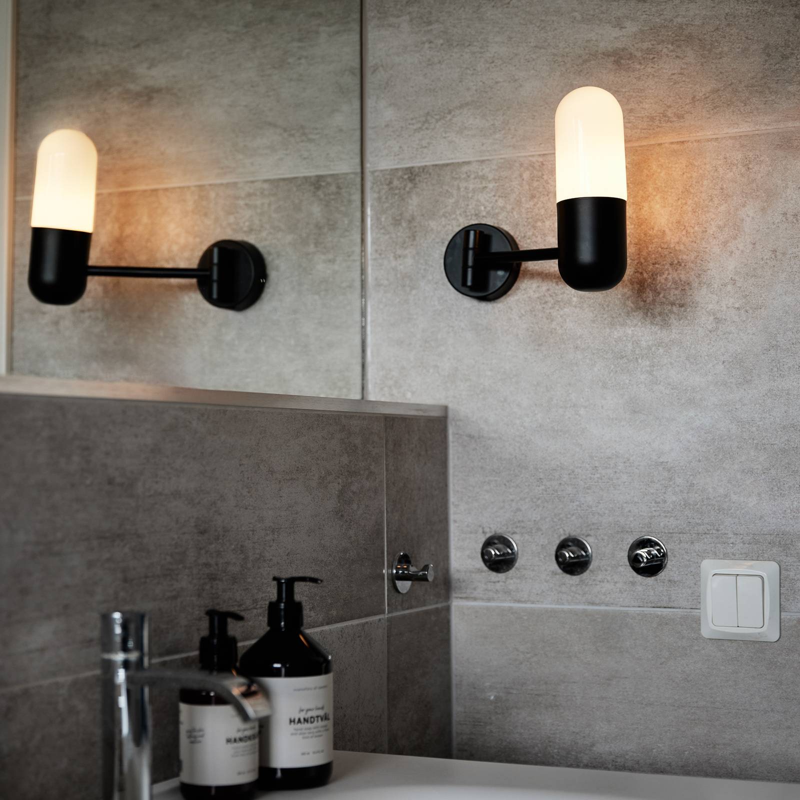 Pr home zeta fürdőszobai fali lámpa, fekete, ip44, forgatható