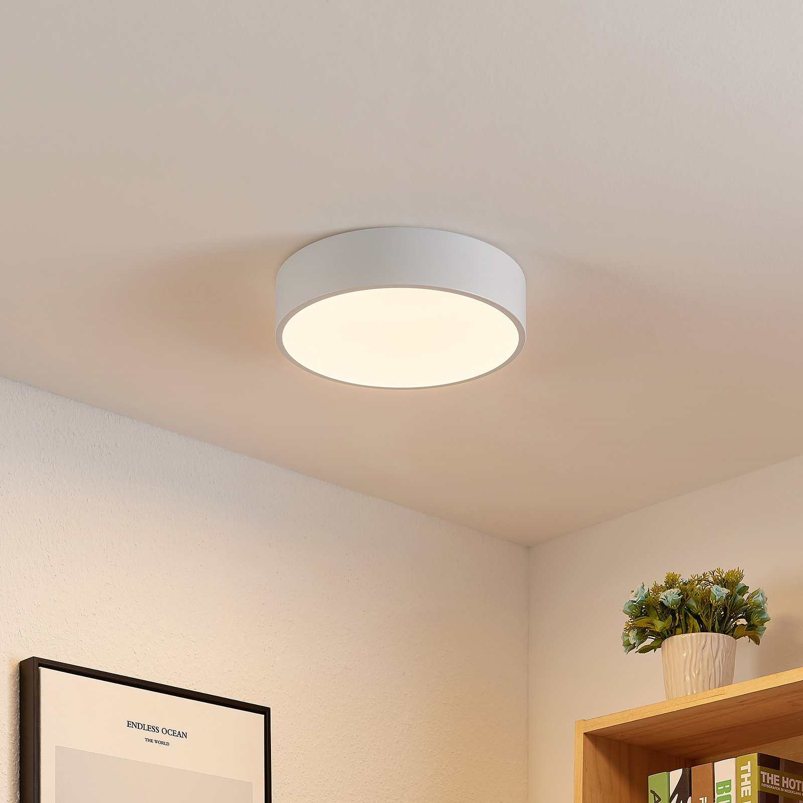 Lindby LED-Deckenleuchte Simera, Ø 30cm, weiß, dimmbar