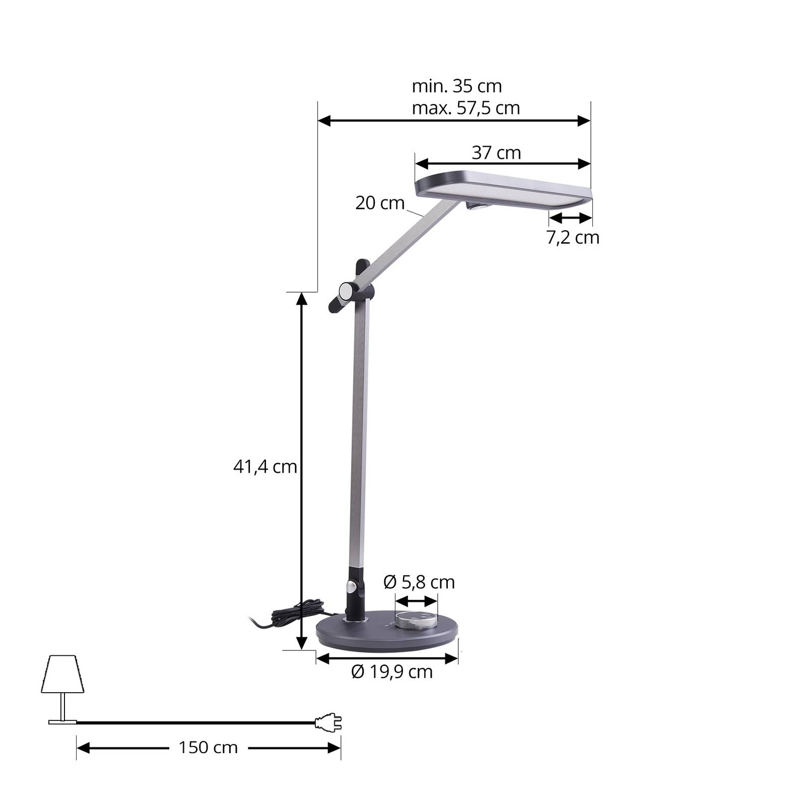 Lindby lampa stołowa LED Elvir, szary, aluminium, wys. 53cm, CCT