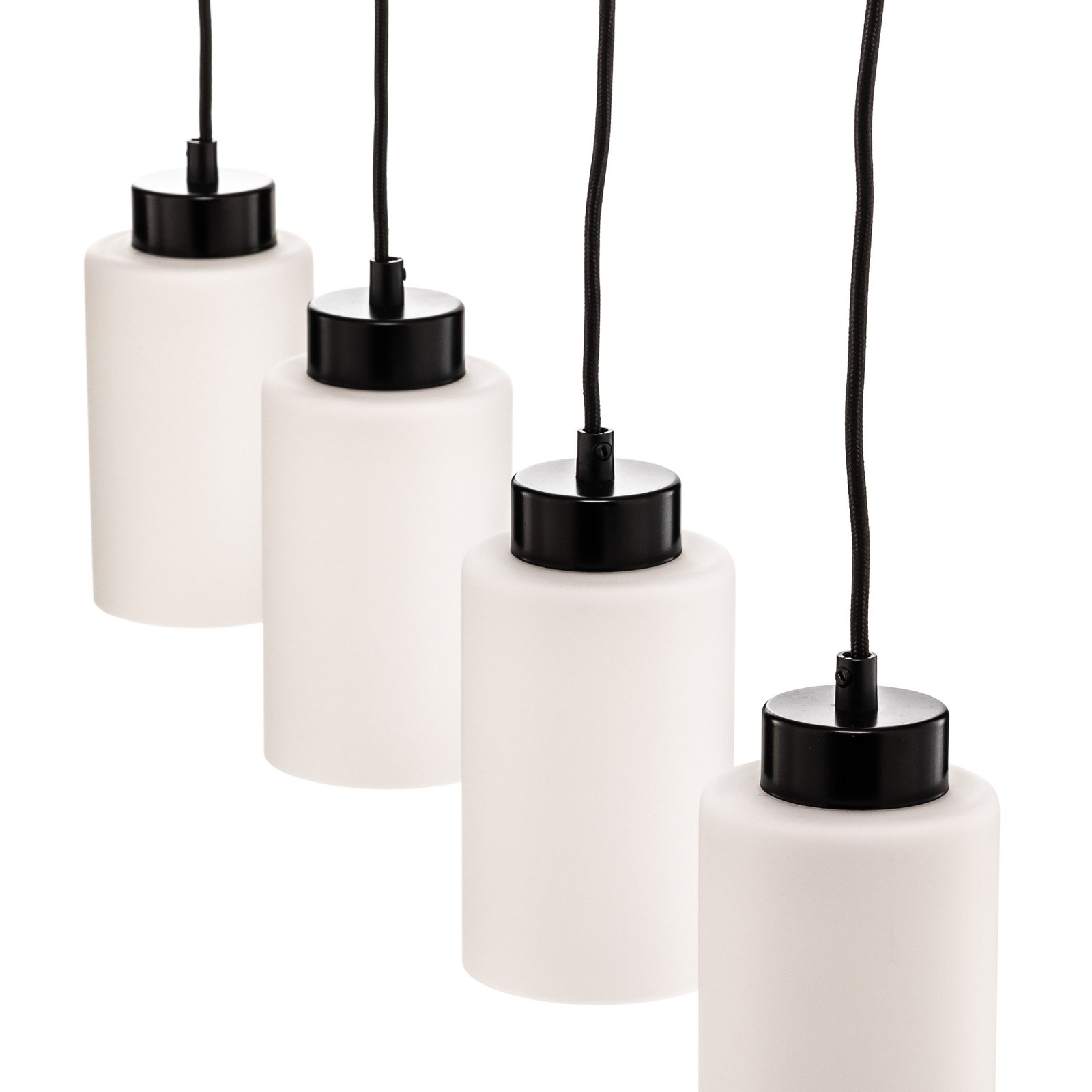 Hanglamp Vitrio, 4-lamps, langwerpig, zwart/wit