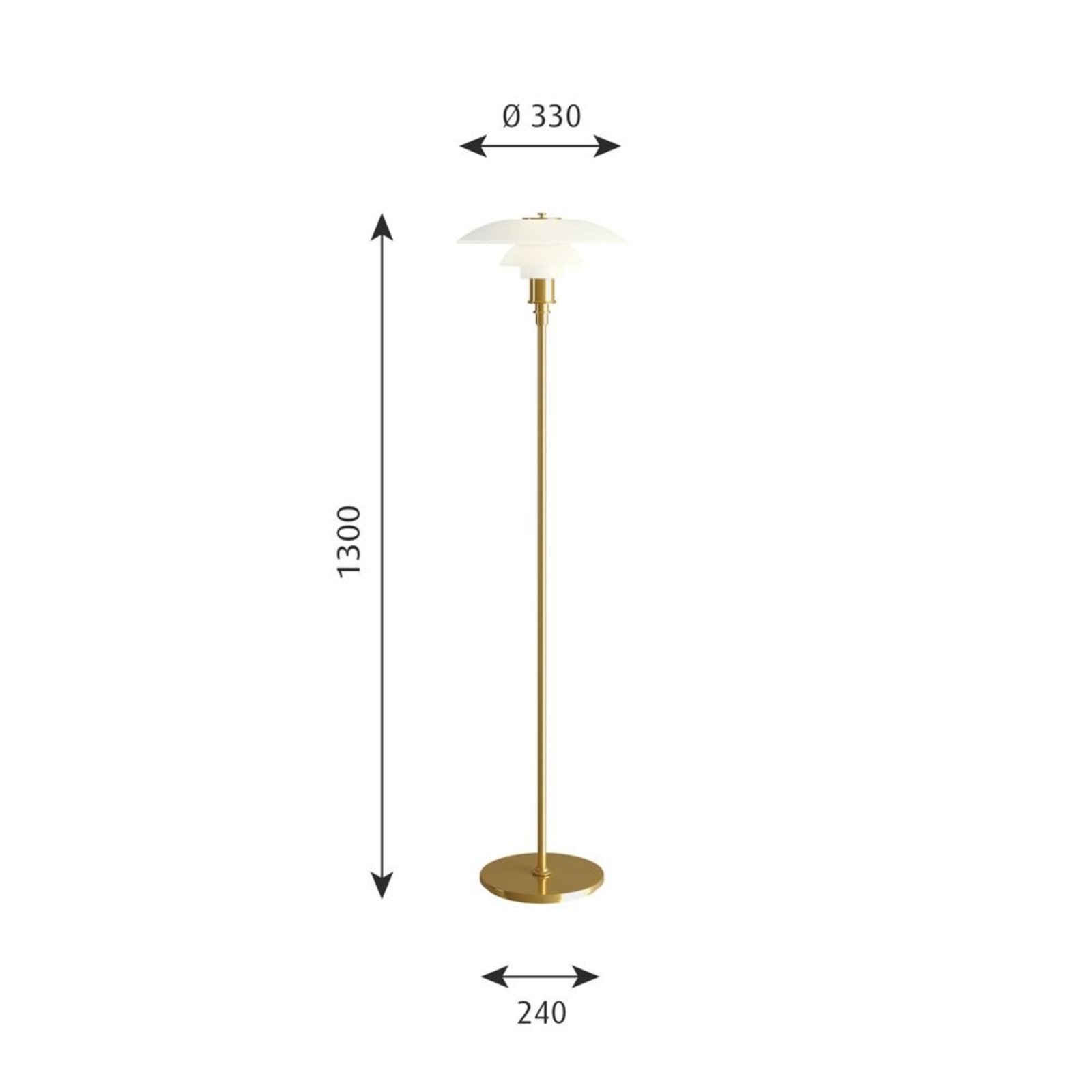 PH 3½-2½ Stojací Lampa Lamp Brass - Louis Poulsen