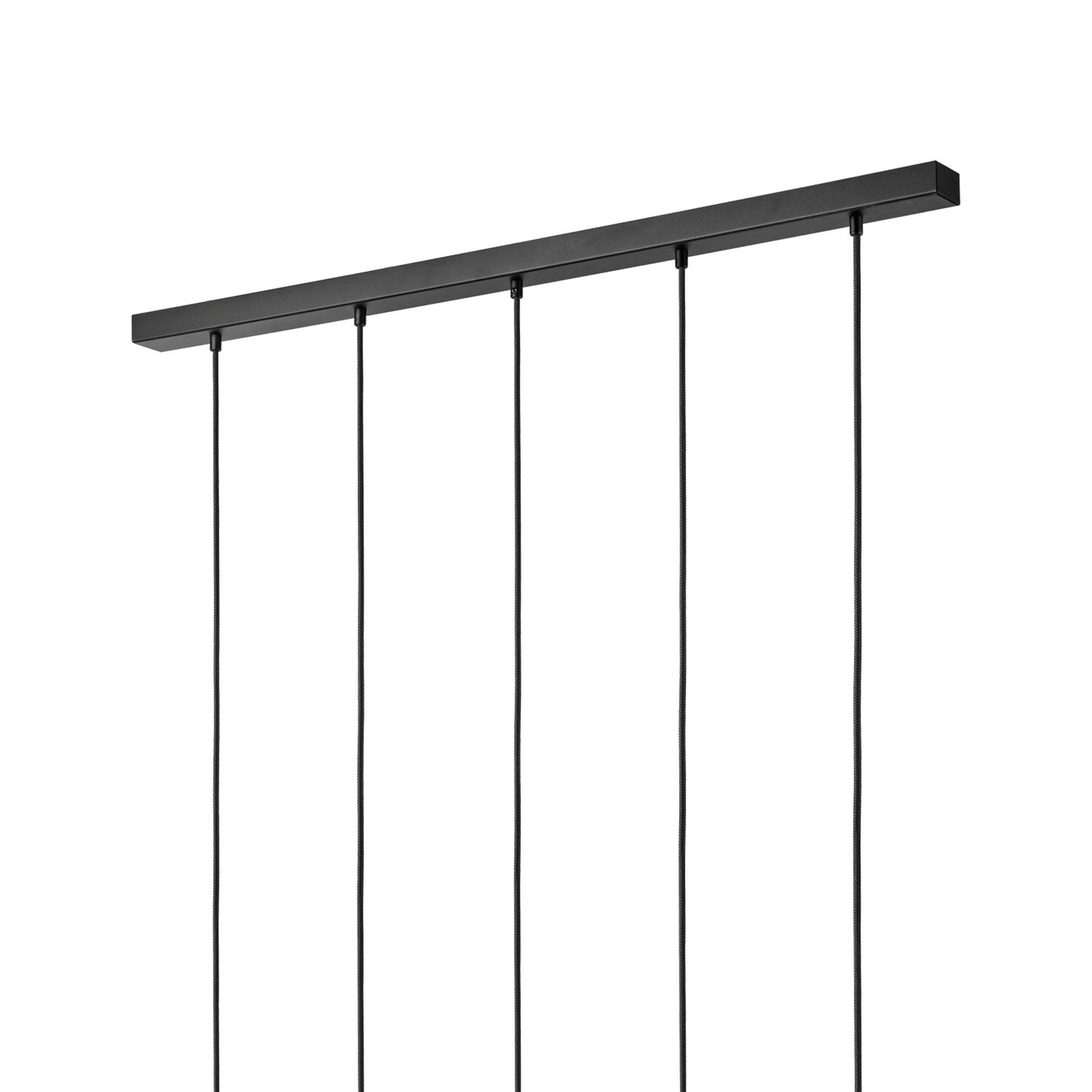 Markus pendant light, opal glass/oak wood, length 100 cm, 5-bulb.