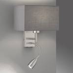 Dream væglampe med LED-læselampe, grå/nikkel