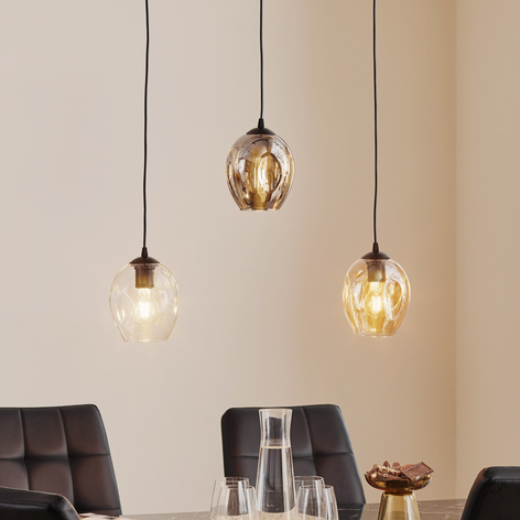 Pendellampe Starla gerade 3-flg. grafit/amber/klar